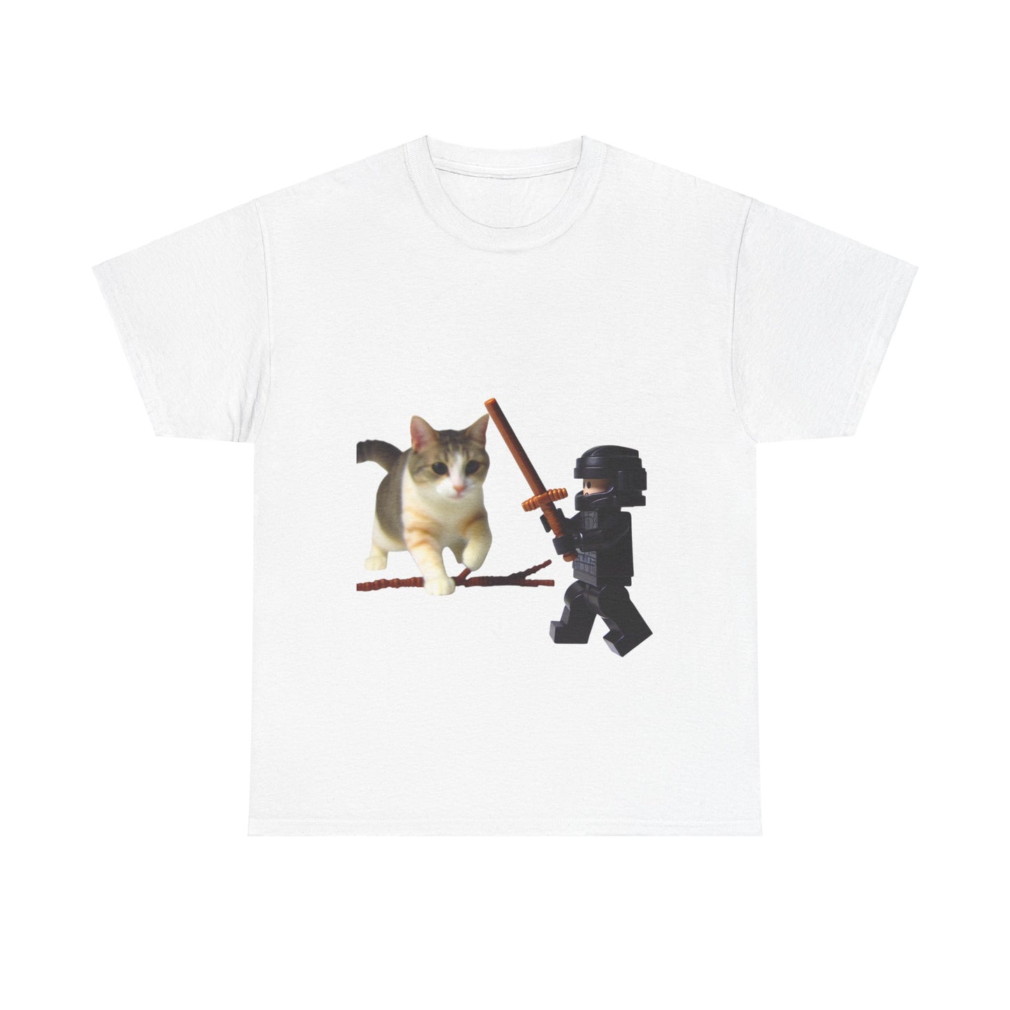 Lego Darth Vader Unisex Tee - Darth Vader Sword Fighting with Cat Design