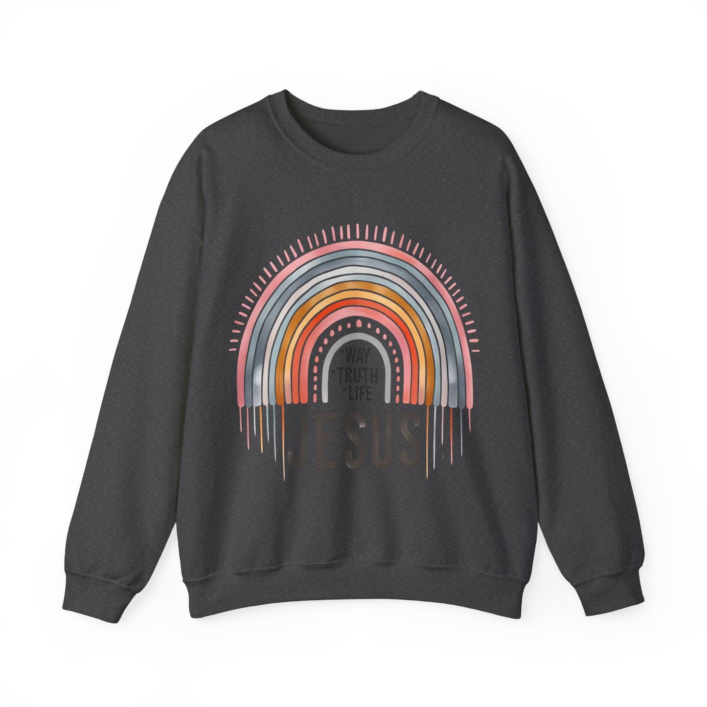 Jesus Rainbow Sweatshirt, Cozy Unisex Crewneck, Christian Apparel, Faith Sweatshirt, Gift for Believers, Inspirational Fashion