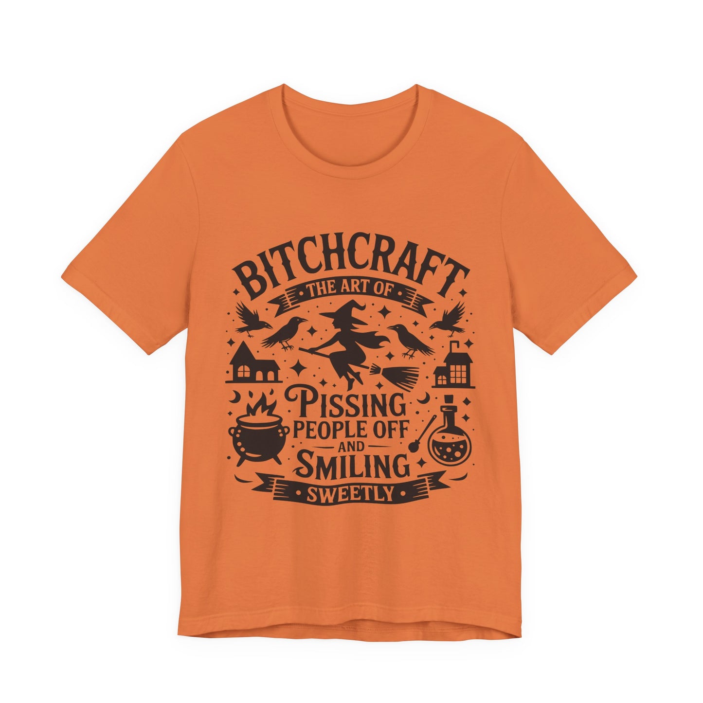 Witty Witchcraft Tee, Bitchcraft T-Shirt for Witches, Funny Short Sleeve Top, Gift for Halloween, Witchy Fashion