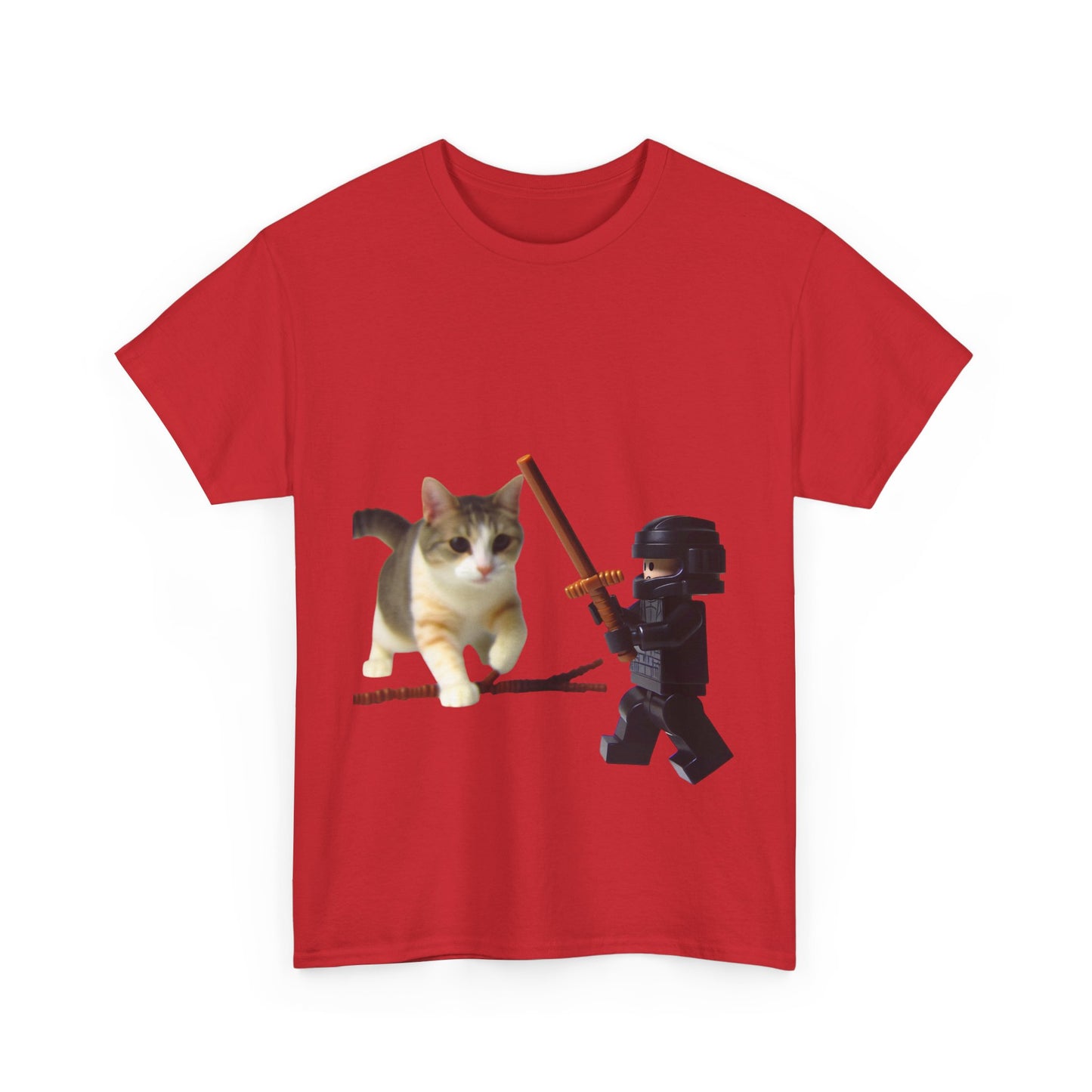 Lego Darth Vader Unisex Tee - Darth Vader Sword Fighting with Cat Design
