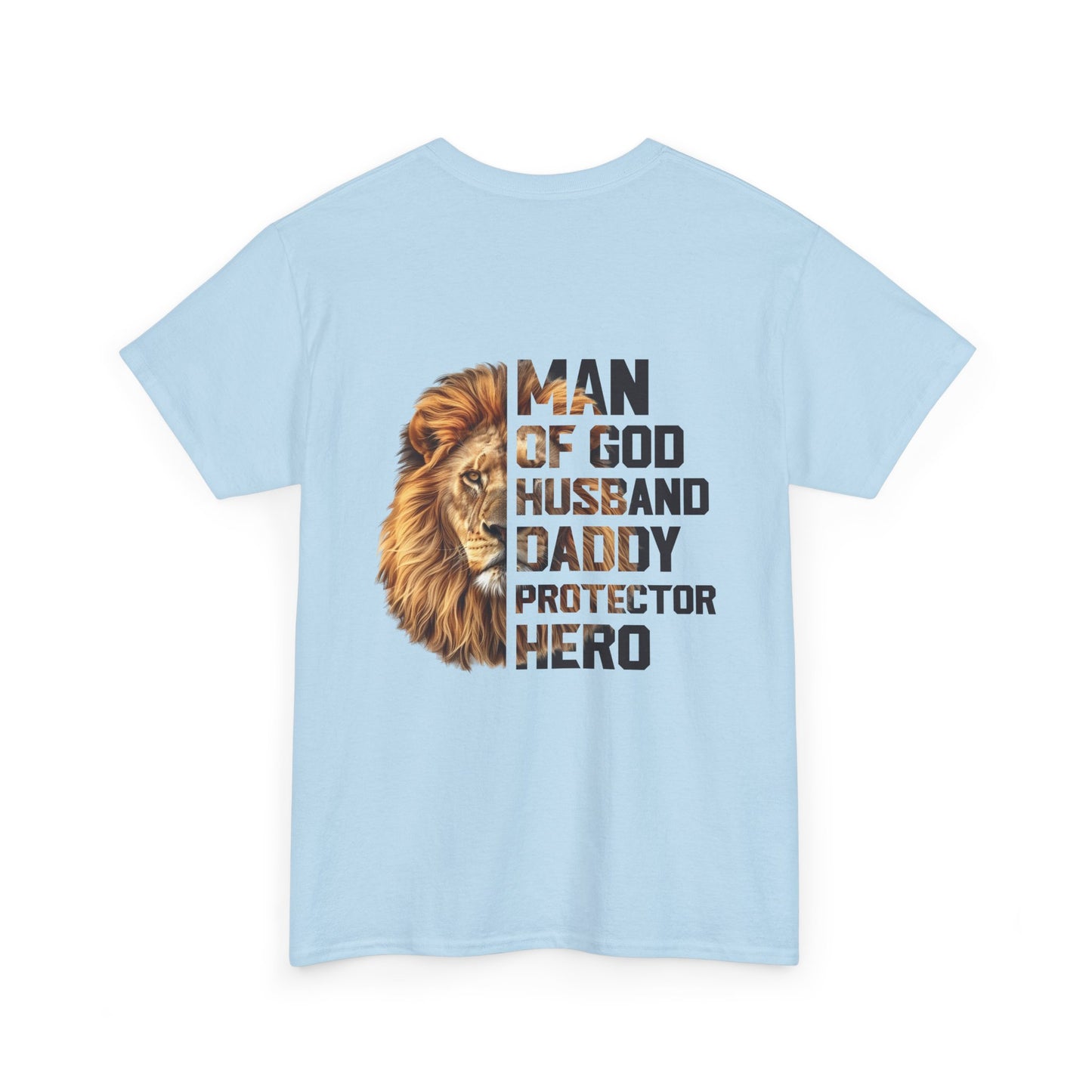Lion Faith Husband Tee, Protector Shirt, Unisex Christian Tshirt, Daddy Tee, Man of God Top, Religious Gift, Lion Print Shirt, Faith Words