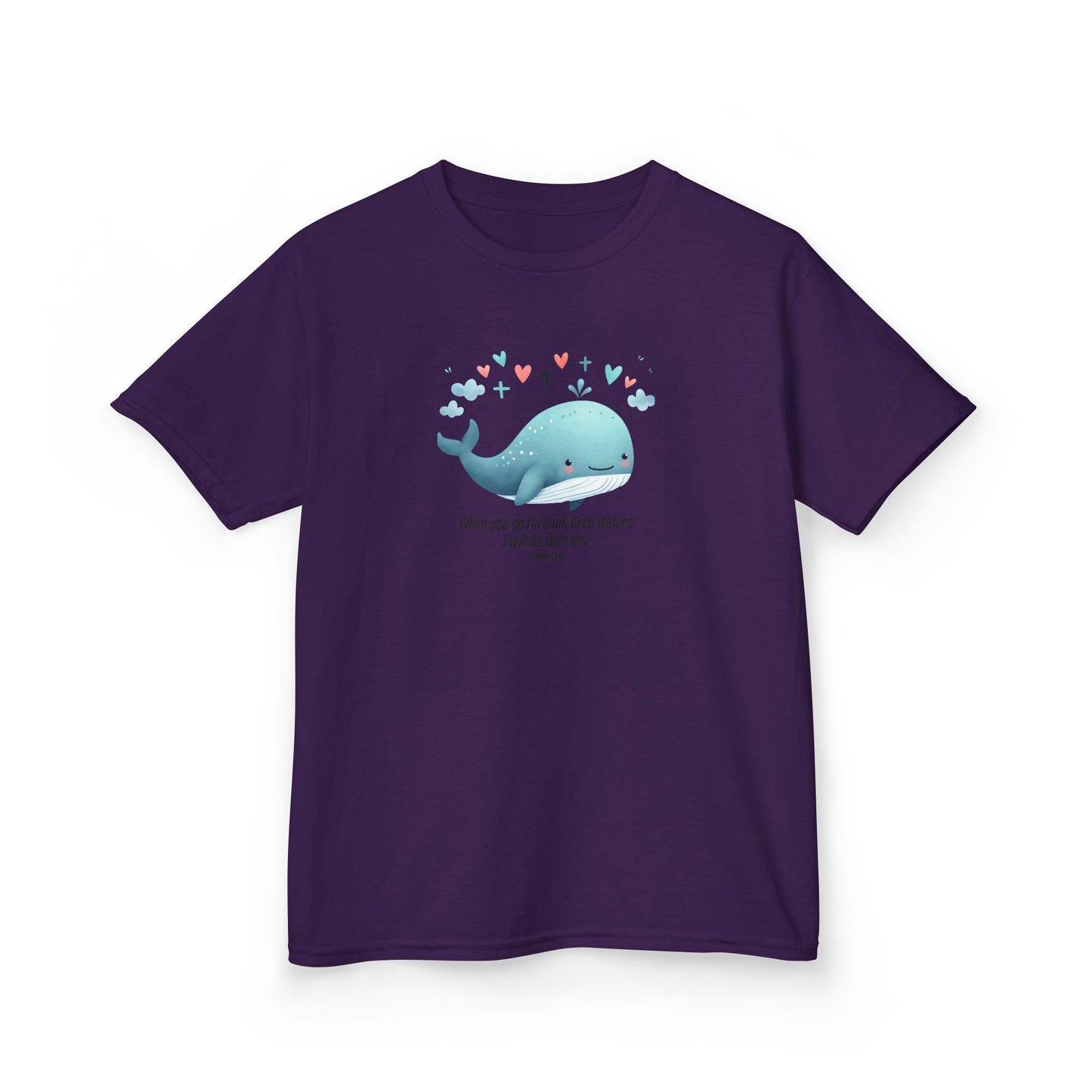 Whale-Themed Kids Heavy Cotton Tee - Cute, Fun T-Shirt, Perfect for Birthday Gifts, Summer Parties, Ocean Lovers, Kids' Apparel