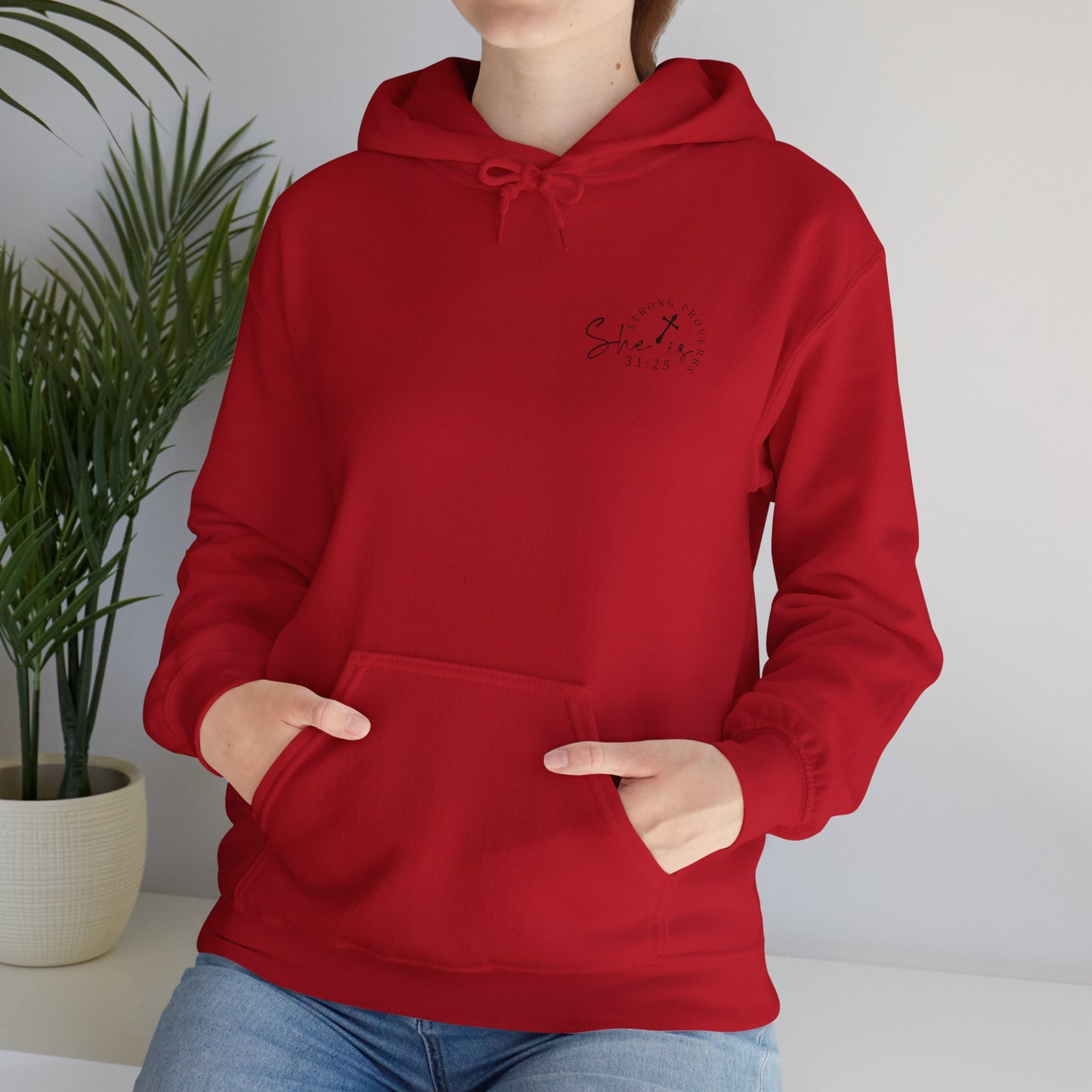 Christian Hooded Sweatshirt 'Strong and Courageous Proverbs'