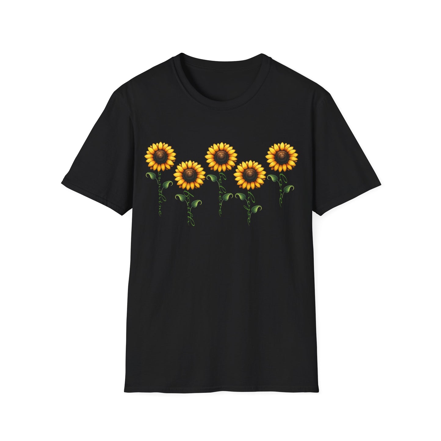 Sunflower Garden Unisex Softstyle T-Shirt, Floral Tee, Nature Lover Gift, Summer Apparel, Boho Aesthetic