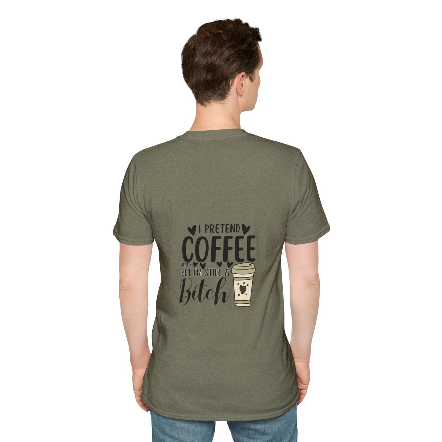 Funny Coffee Cup Unisex T-Shirt - I Pretend Coffee Helps