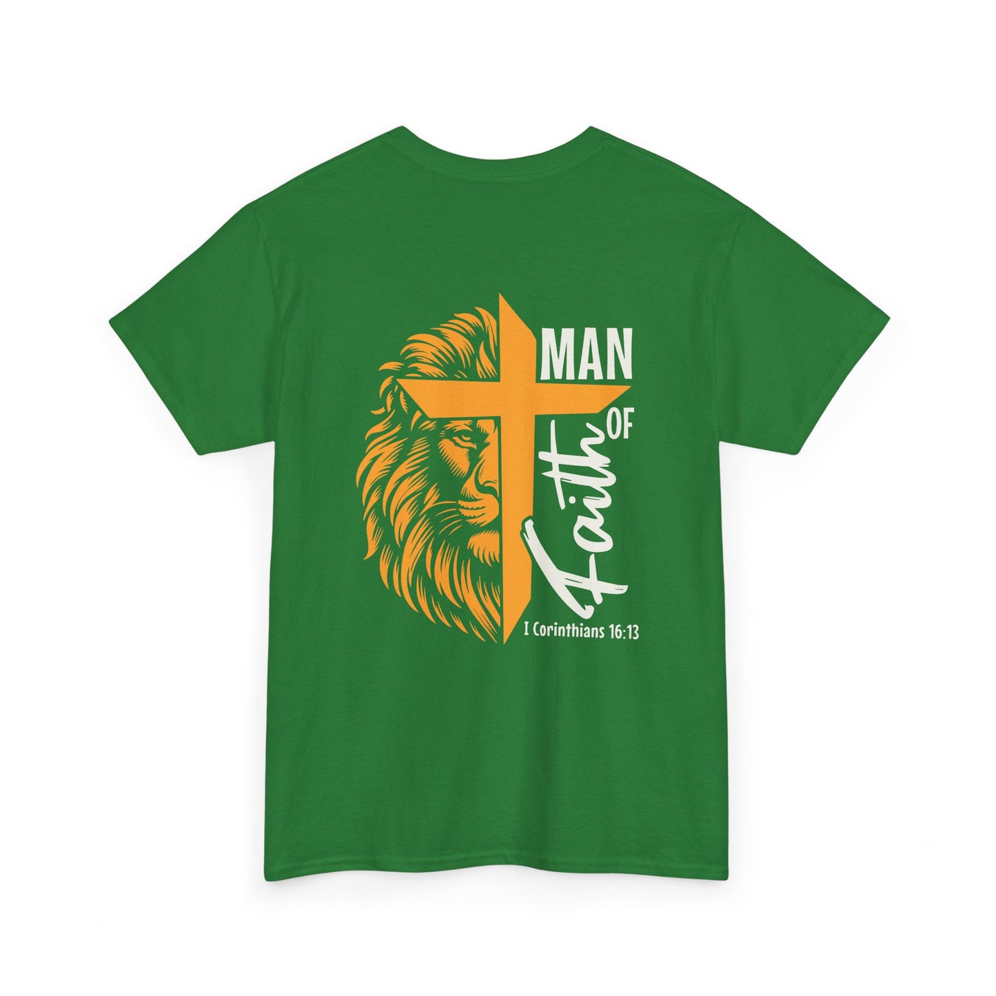 Faith-Inspired Unisex Heavy Cotton Tee, Christian Apparel, Lion and Cross Design, Gift for Him, Spiritual Wear, Everyday Comfort, Casual