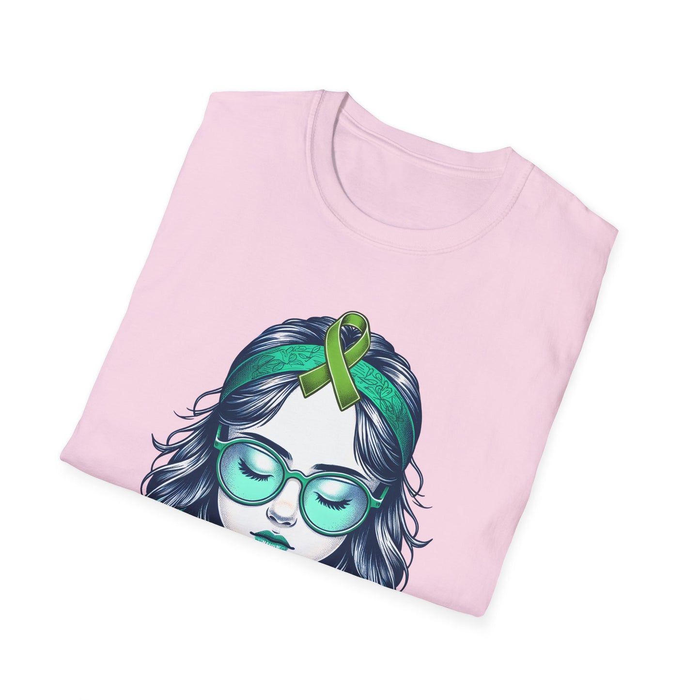 Empowered Green Hair T-Shirt | Unisex Softstyle Tee for Empowerment, Cancer Awareness, Mental Health Warrior