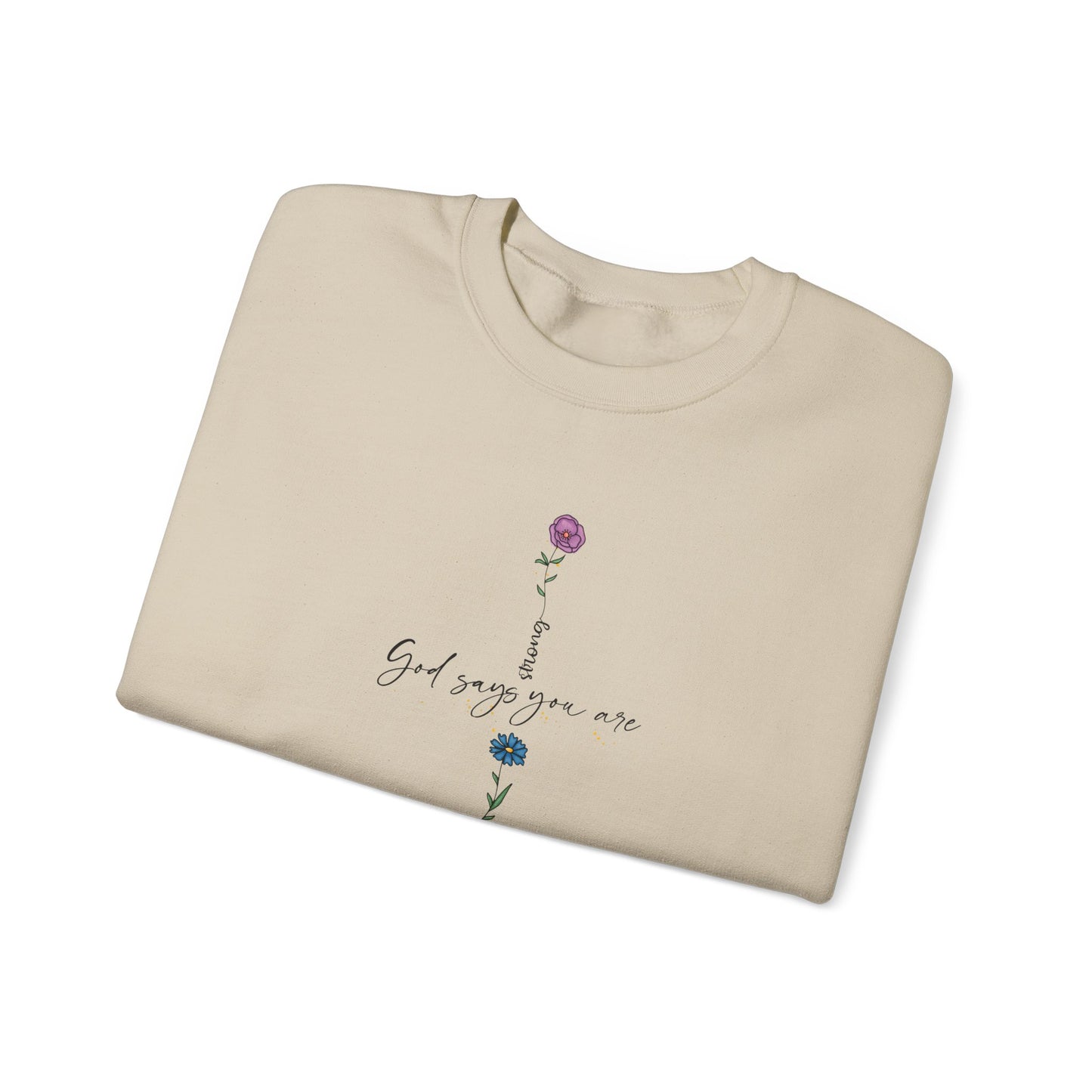 Cross Flowers Unisex Sweatshirt, Religious Lover Gift, Forgiveness Strength Shirt, Flower Buff Apparel, Unique Precious Sweater