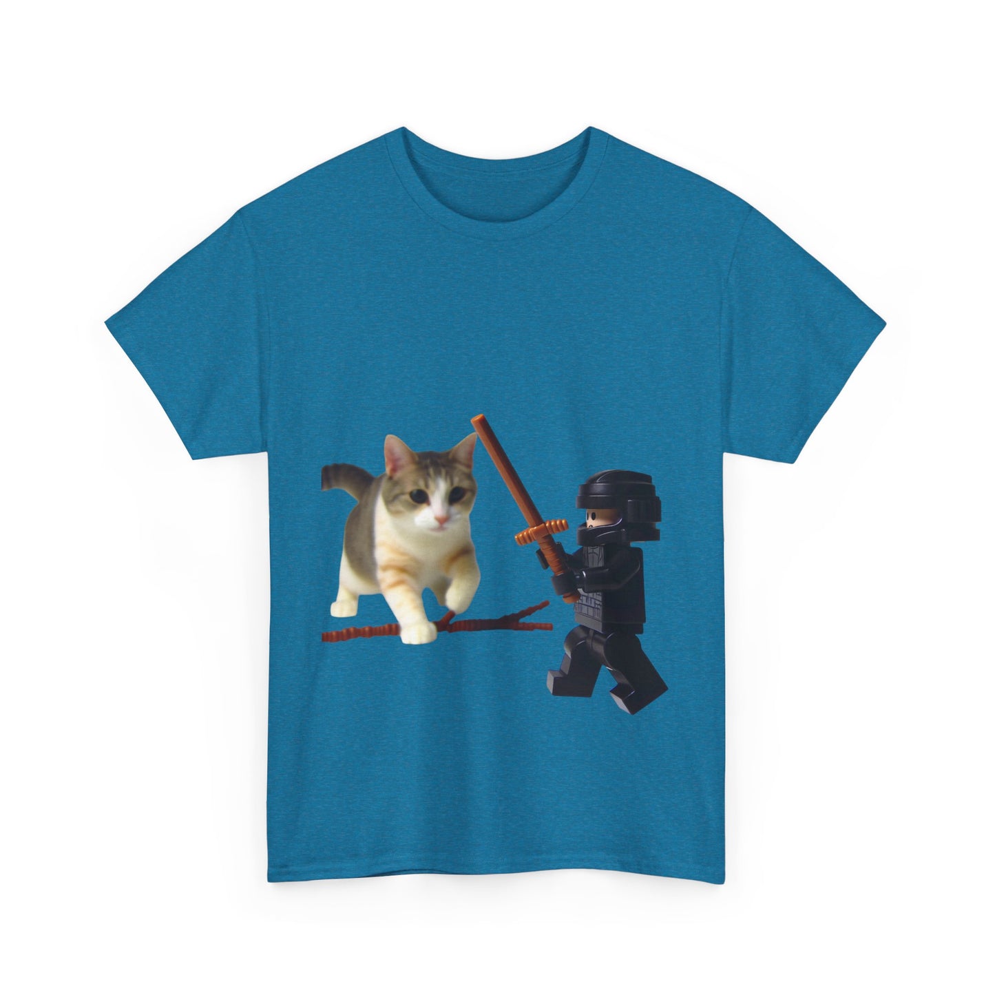 Lego Darth Vader Unisex Tee - Darth Vader Sword Fighting with Cat Design