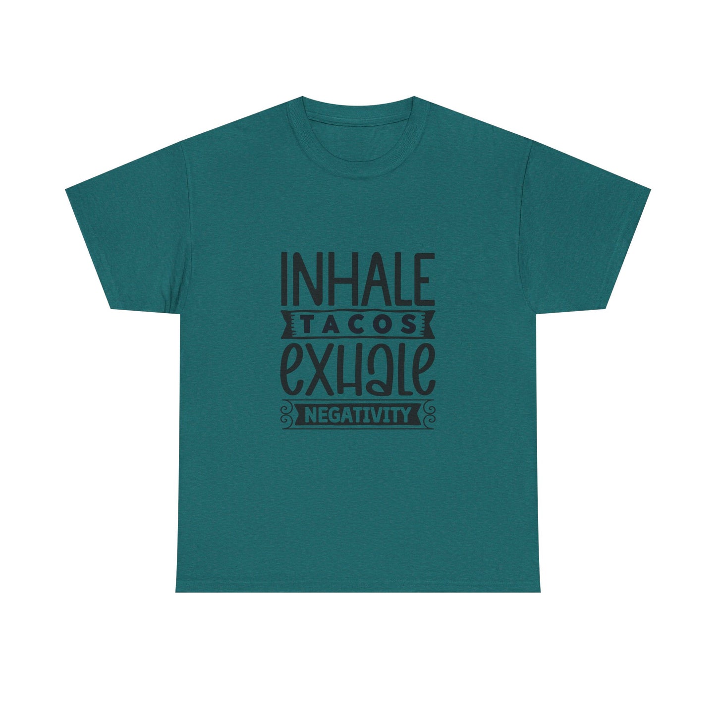 Inhale Tacos Exhale Negativity Tee | Funny Foodie Shirt | Unisex Cotton T-Shirt, Taco Lover Gift, Relaxation Apparel, Casual Wear, Positive