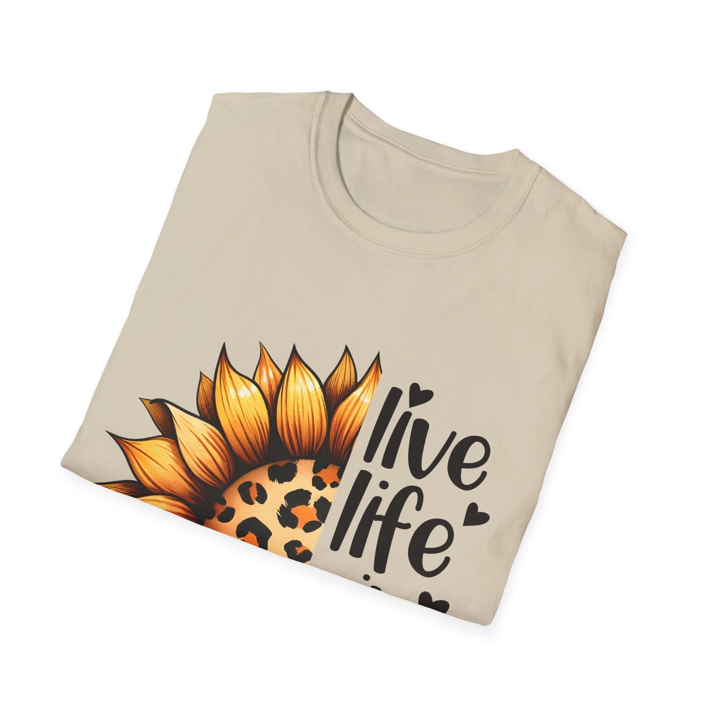 Live Life in Full Bloom Sunflower Tee, Unisex Softstyle T-Shirt, Floral Graphic Shirt, Gift for Nature Lovers, Spring/Summer Fashion,