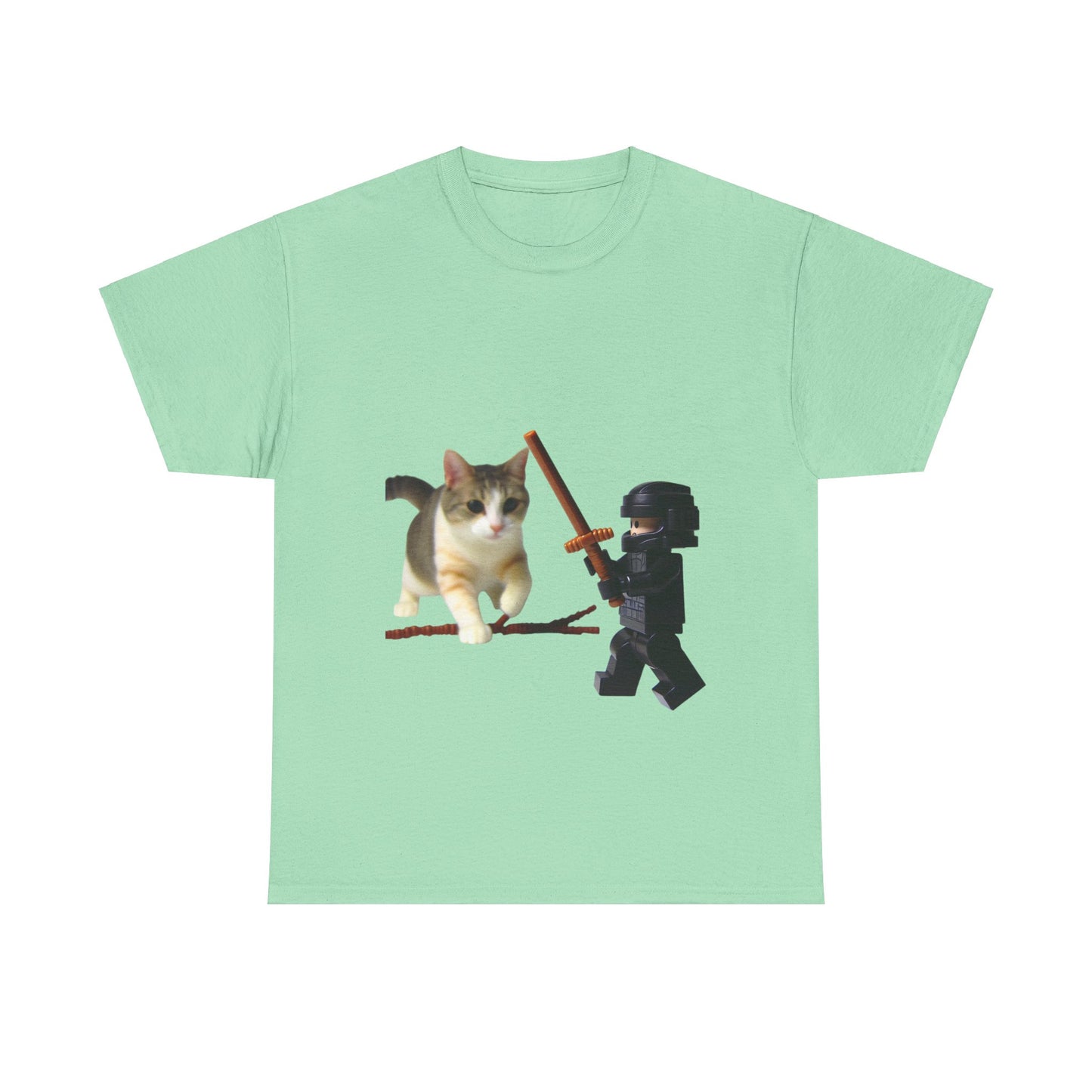 Lego Darth Vader Unisex Tee - Darth Vader Sword Fighting with Cat Design