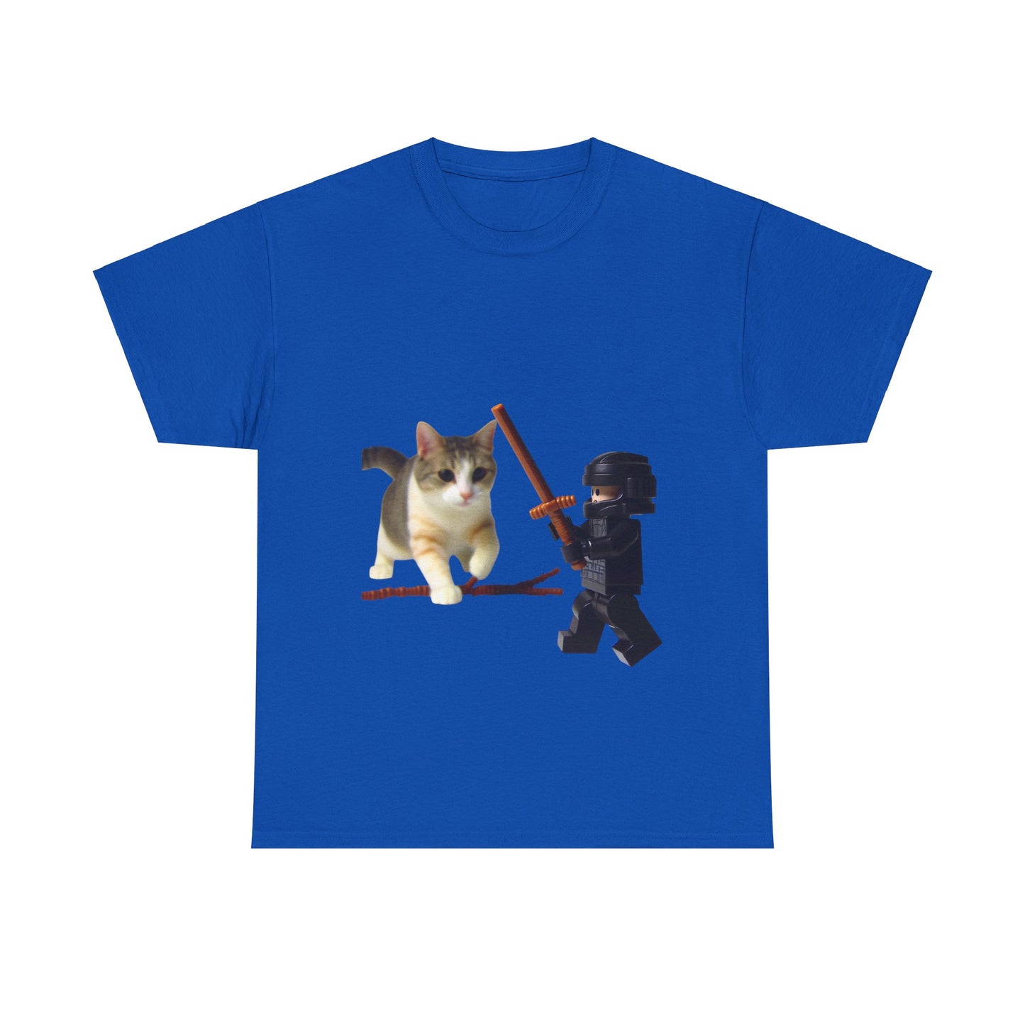 Lego Darth Vader Unisex Tee - Darth Vader Sword Fighting with Cat Design