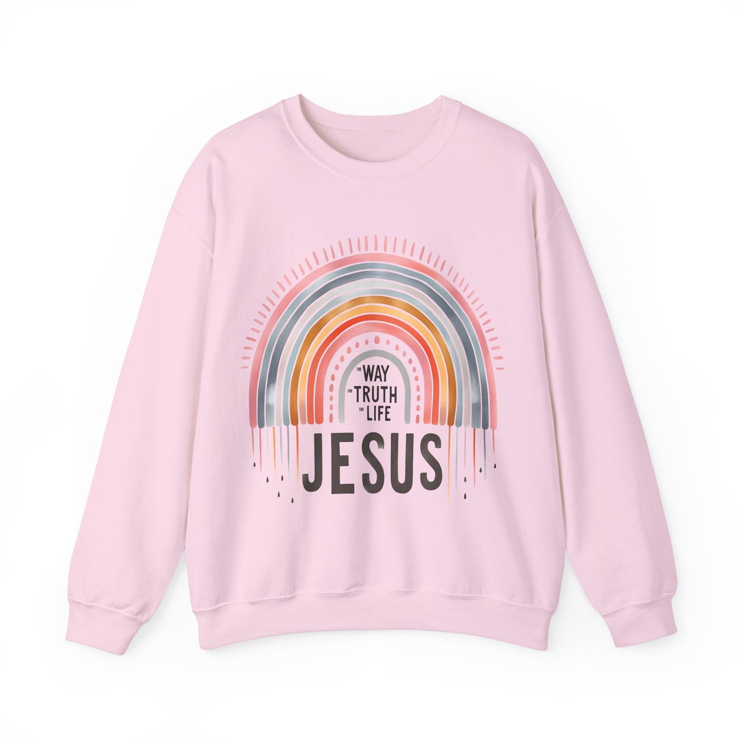 Jesus Rainbow Sweatshirt, Cozy Unisex Crewneck, Christian Apparel, Faith Sweatshirt, Gift for Believers, Inspirational Fashion