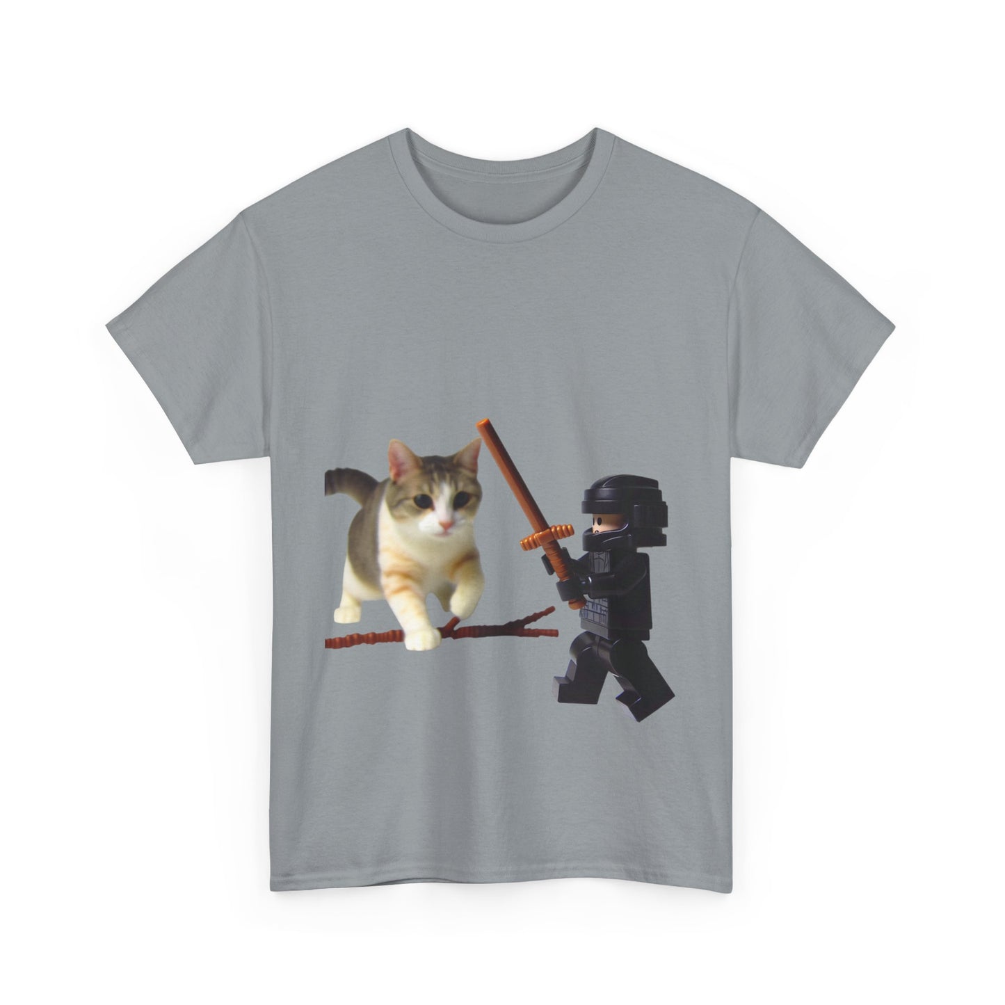 Lego Darth Vader Unisex Tee - Darth Vader Sword Fighting with Cat Design
