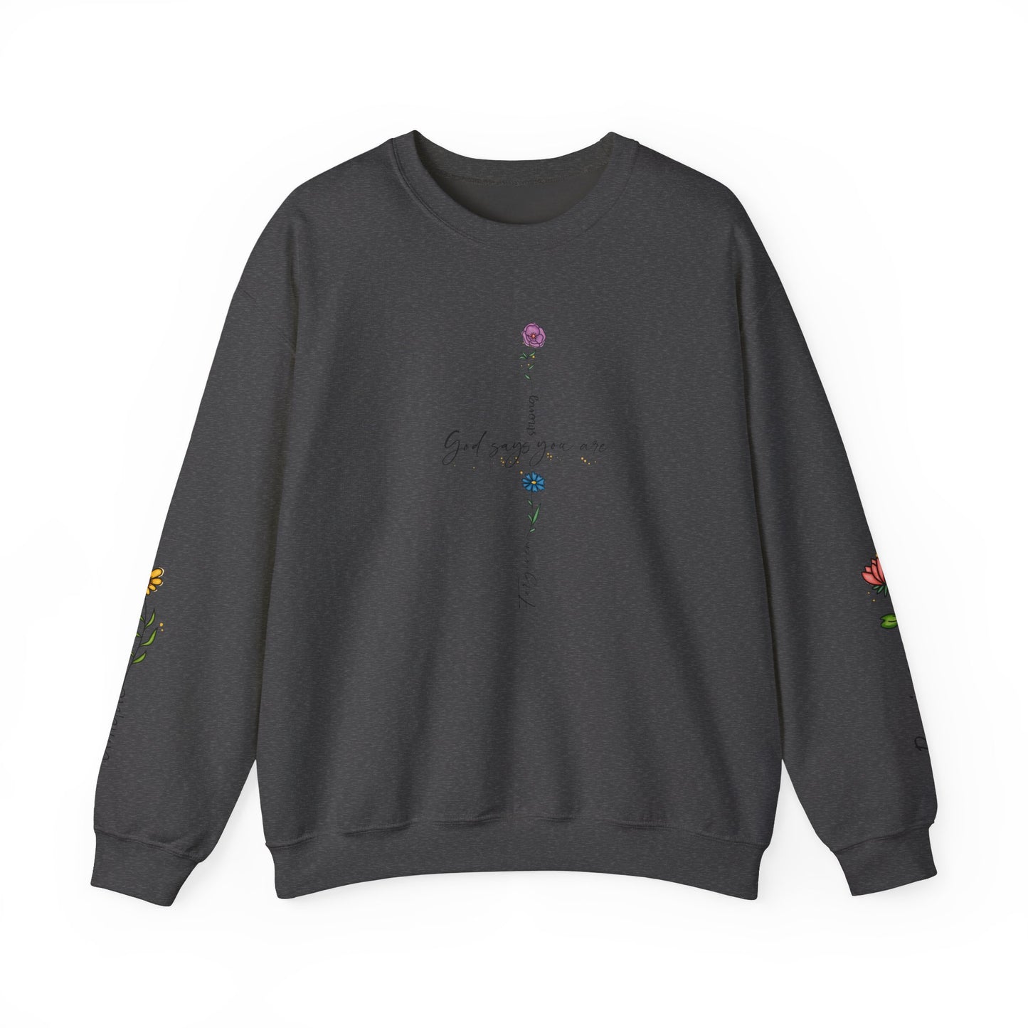Cross Flowers Unisex Sweatshirt, Religious Lover Gift, Forgiveness Strength Shirt, Flower Buff Apparel, Unique Precious Sweater