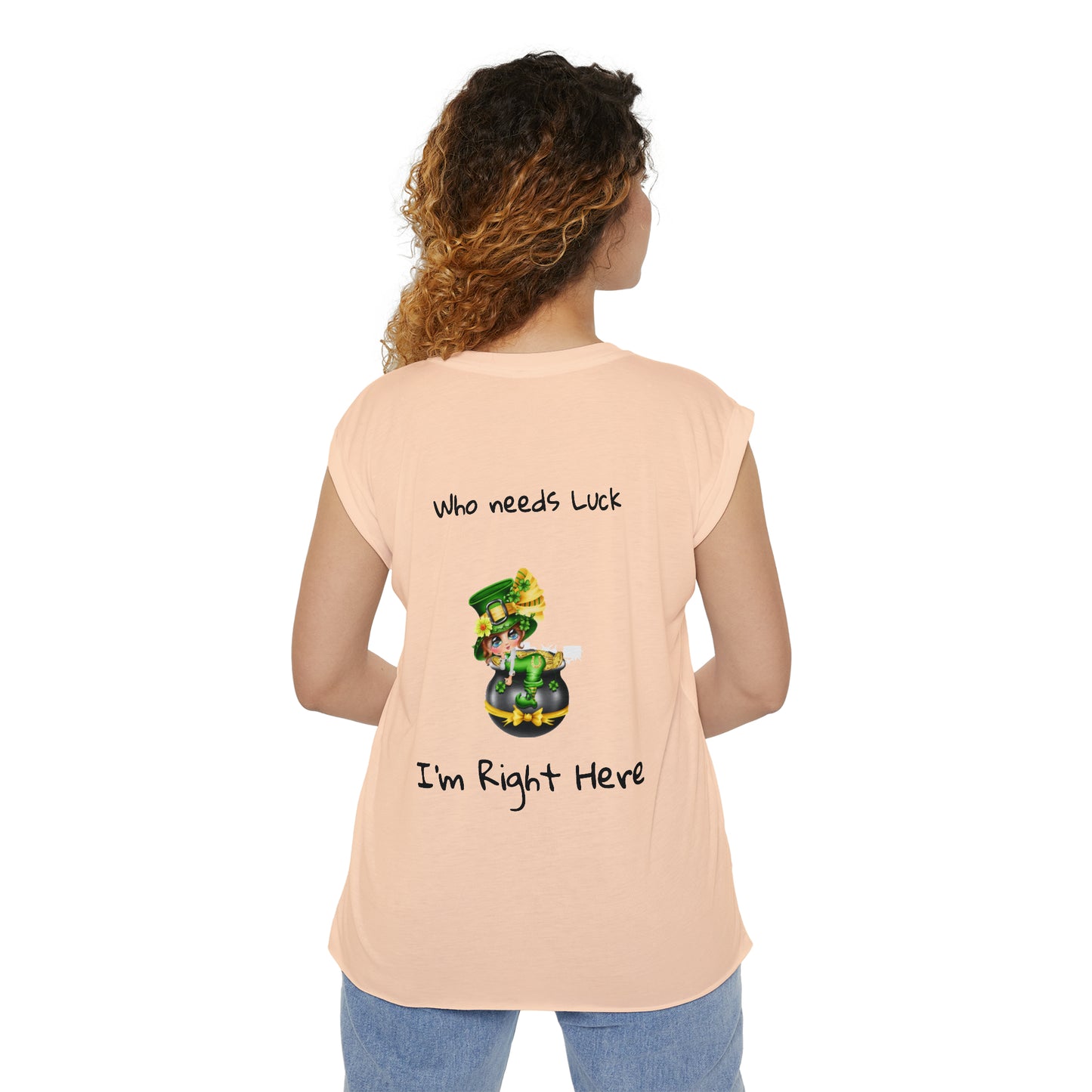 Camiseta musculosa con puños enrollados fluidos para mujer del Día de San Patricio
