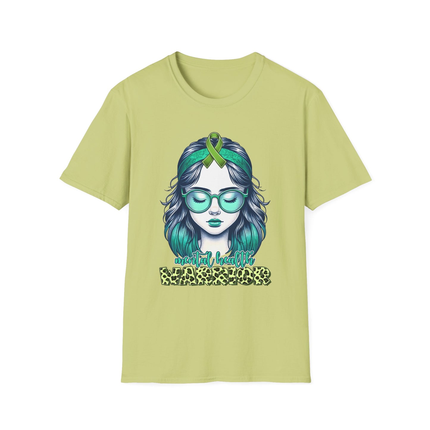Empowered Green Hair T-Shirt | Unisex Softstyle Tee for Empowerment, Cancer Awareness, Mental Health Warrior