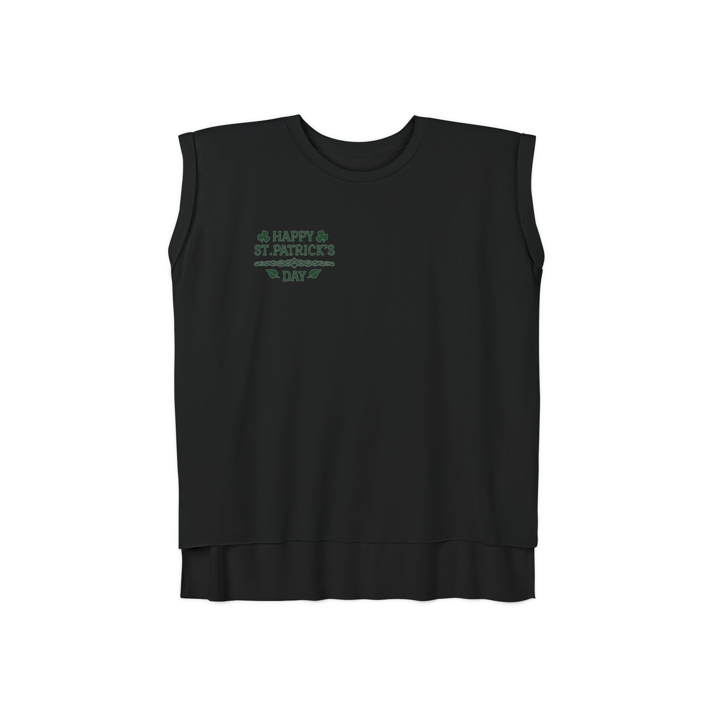 Camiseta musculosa con puños enrollados fluidos para mujer del Día de San Patricio