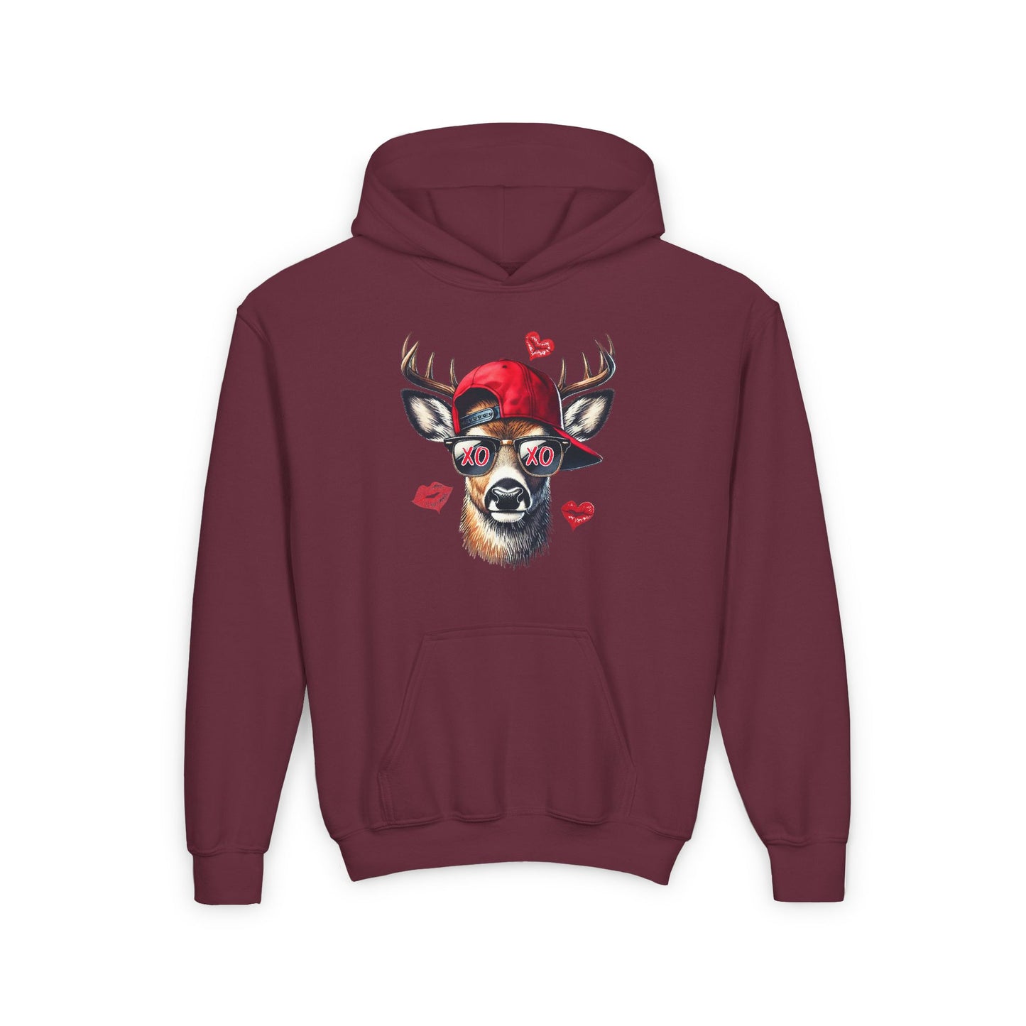 Hooded Sweatshirt - Buck Head with Sunglasses and XO XO Design