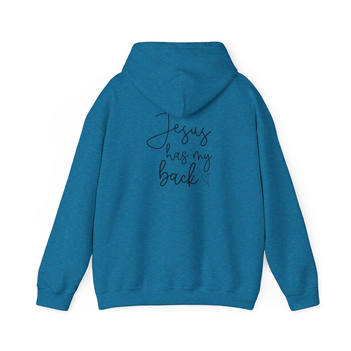 Jesus Has My Back Hoodie - Unisex Heavy Blend™ Sweatshirt, Faith-Based Gift, Cozy Comfort, Religious Apparel, Inspirational Wear