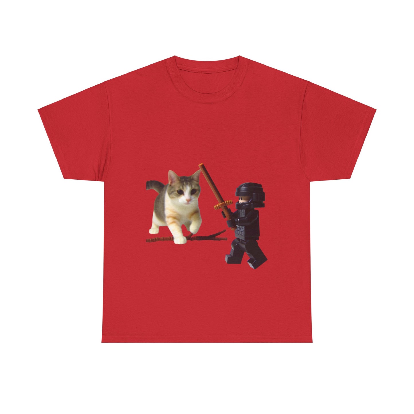Lego Darth Vader Unisex Tee - Darth Vader Sword Fighting with Cat Design