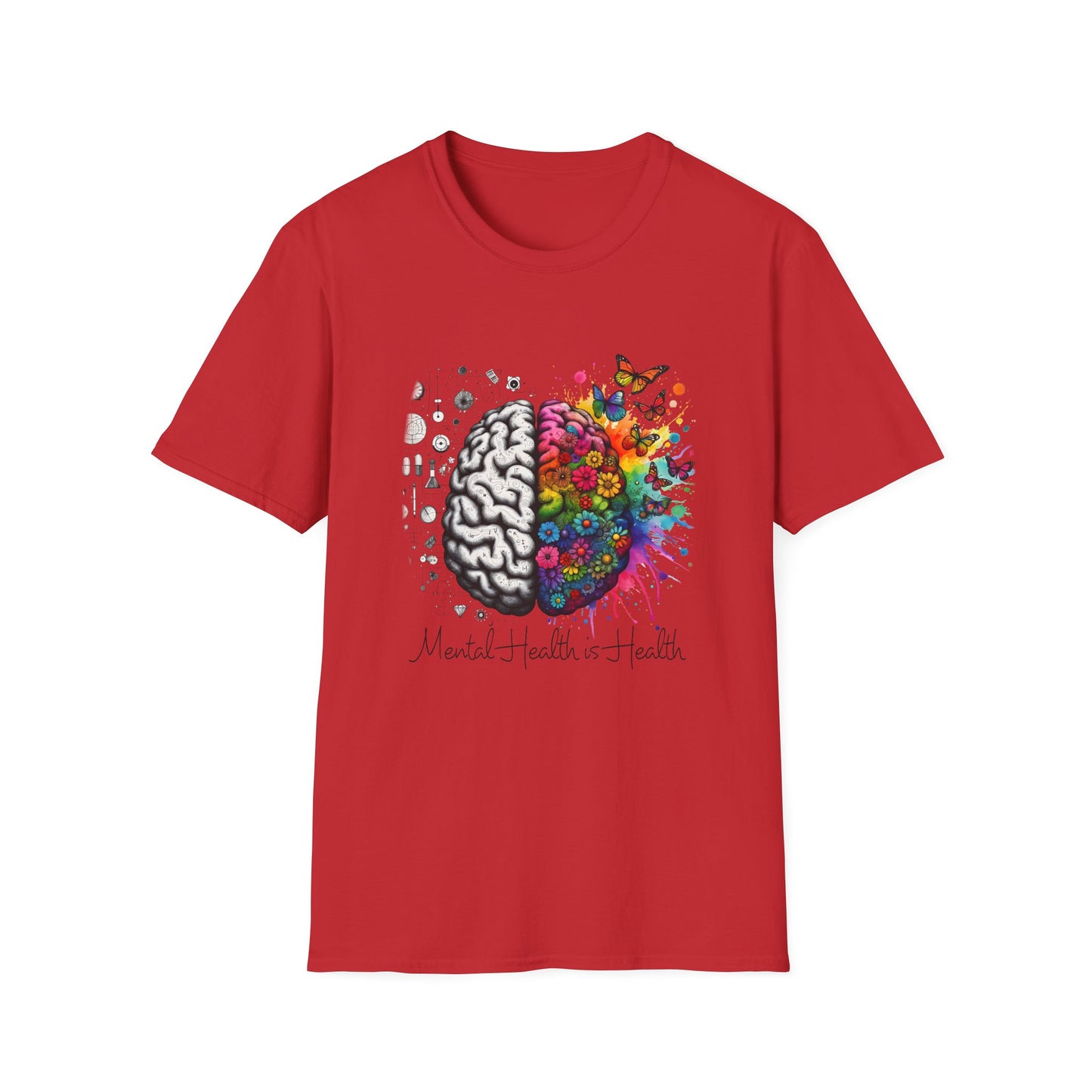 Mental Health is Health T-Shirt, Unisex Softstyle Tee, Positive Vibes, Mental Health Awareness, Gift for Friends, Self-Care Apparel,