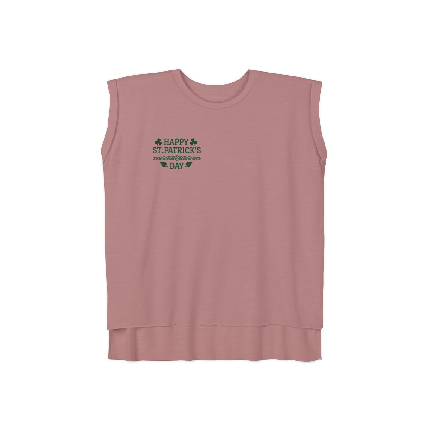 Camiseta musculosa con puños enrollados fluidos para mujer del Día de San Patricio