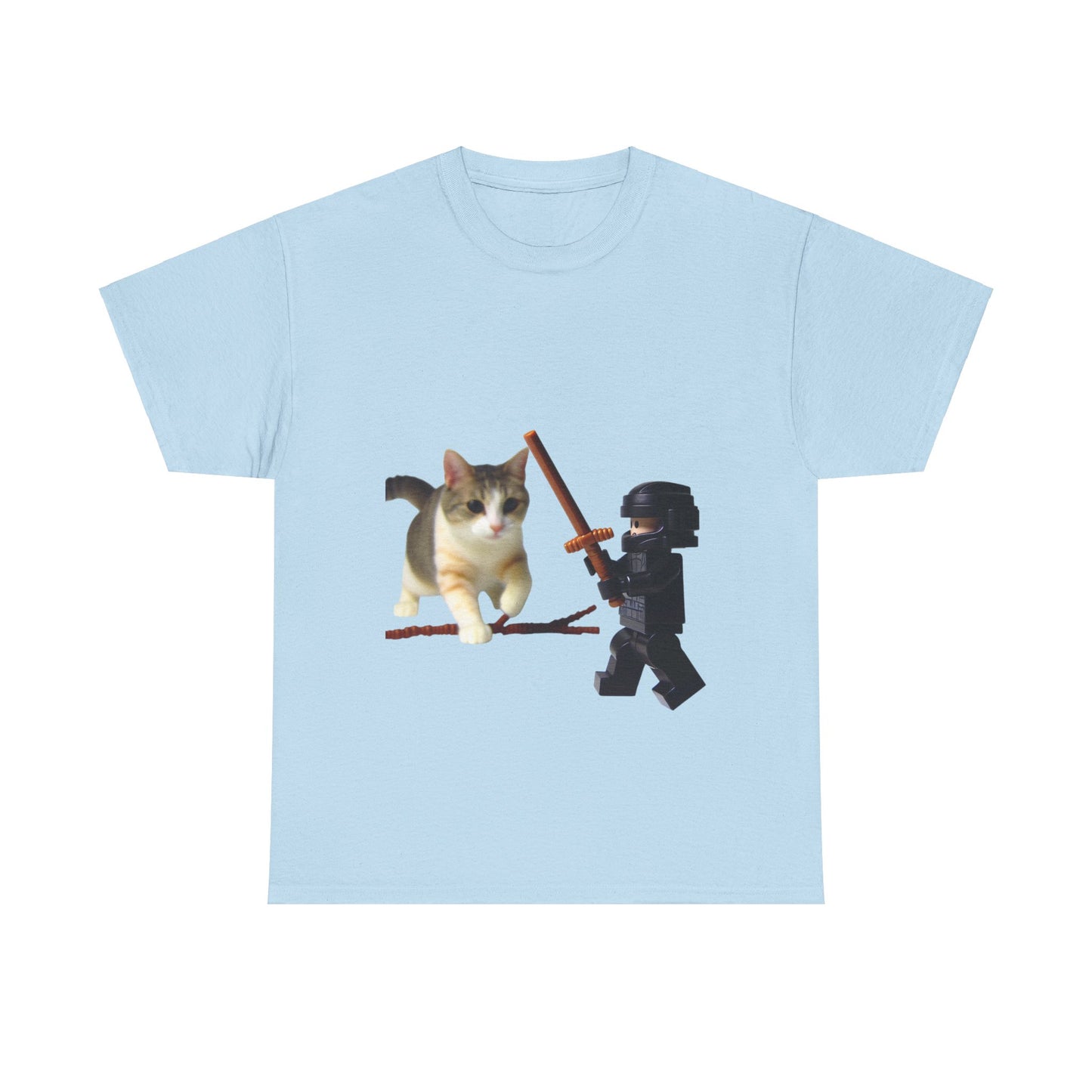 Lego Darth Vader Unisex Tee - Darth Vader Sword Fighting with Cat Design
