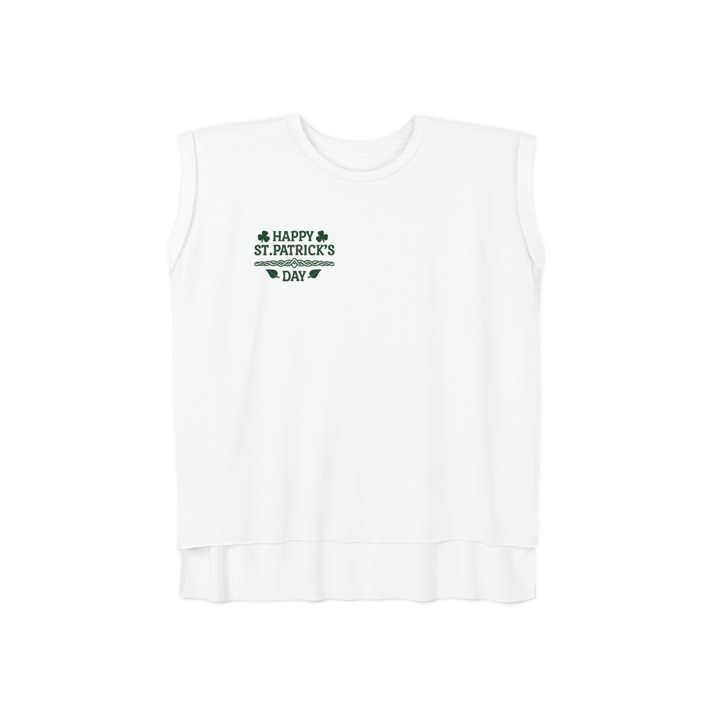Camiseta musculosa con puños enrollados fluidos para mujer del Día de San Patricio