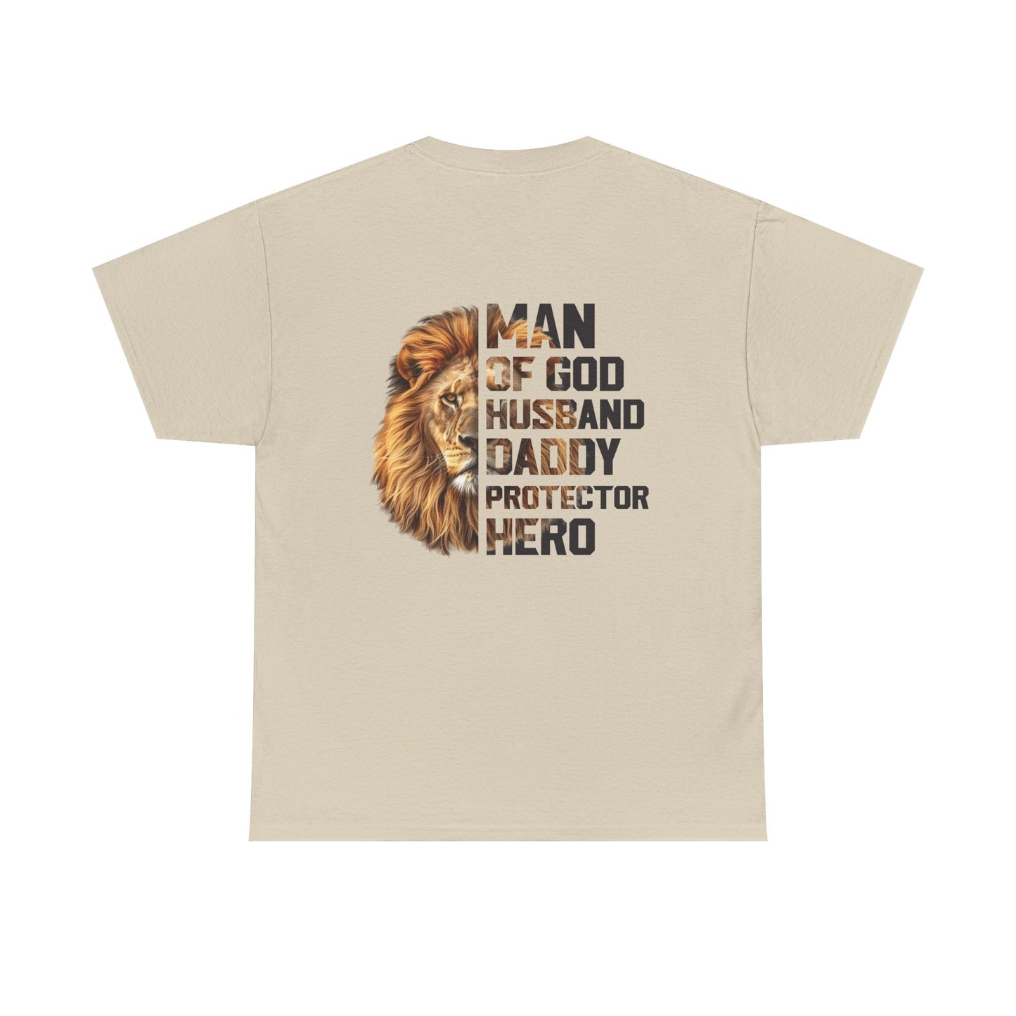Lion Faith Husband Tee, Protector Shirt, Unisex Christian Tshirt, Daddy Tee, Man of God Top, Religious Gift, Lion Print Shirt, Faith Words
