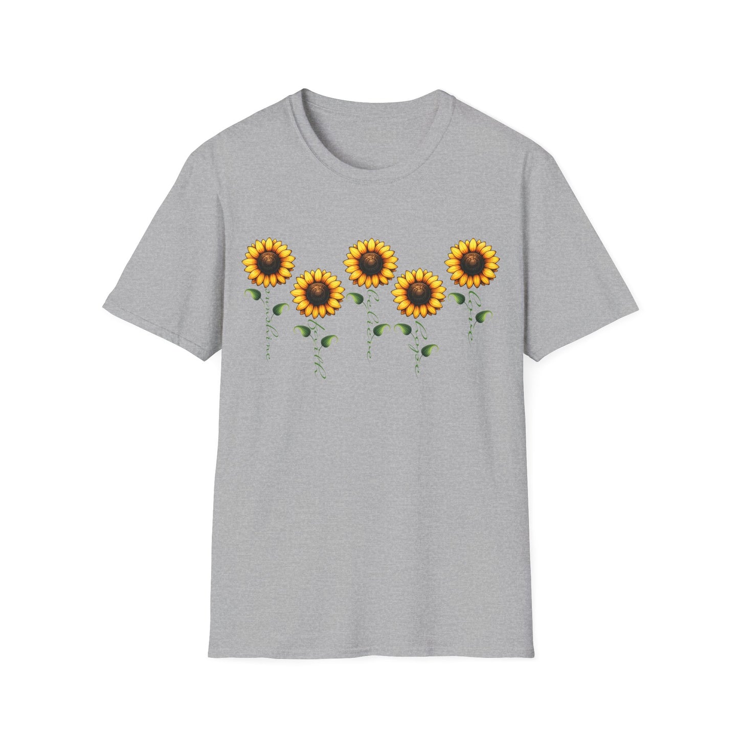 Sunflower Garden Unisex Softstyle T-Shirt, Floral Tee, Nature Lover Gift, Summer Apparel, Boho Aesthetic