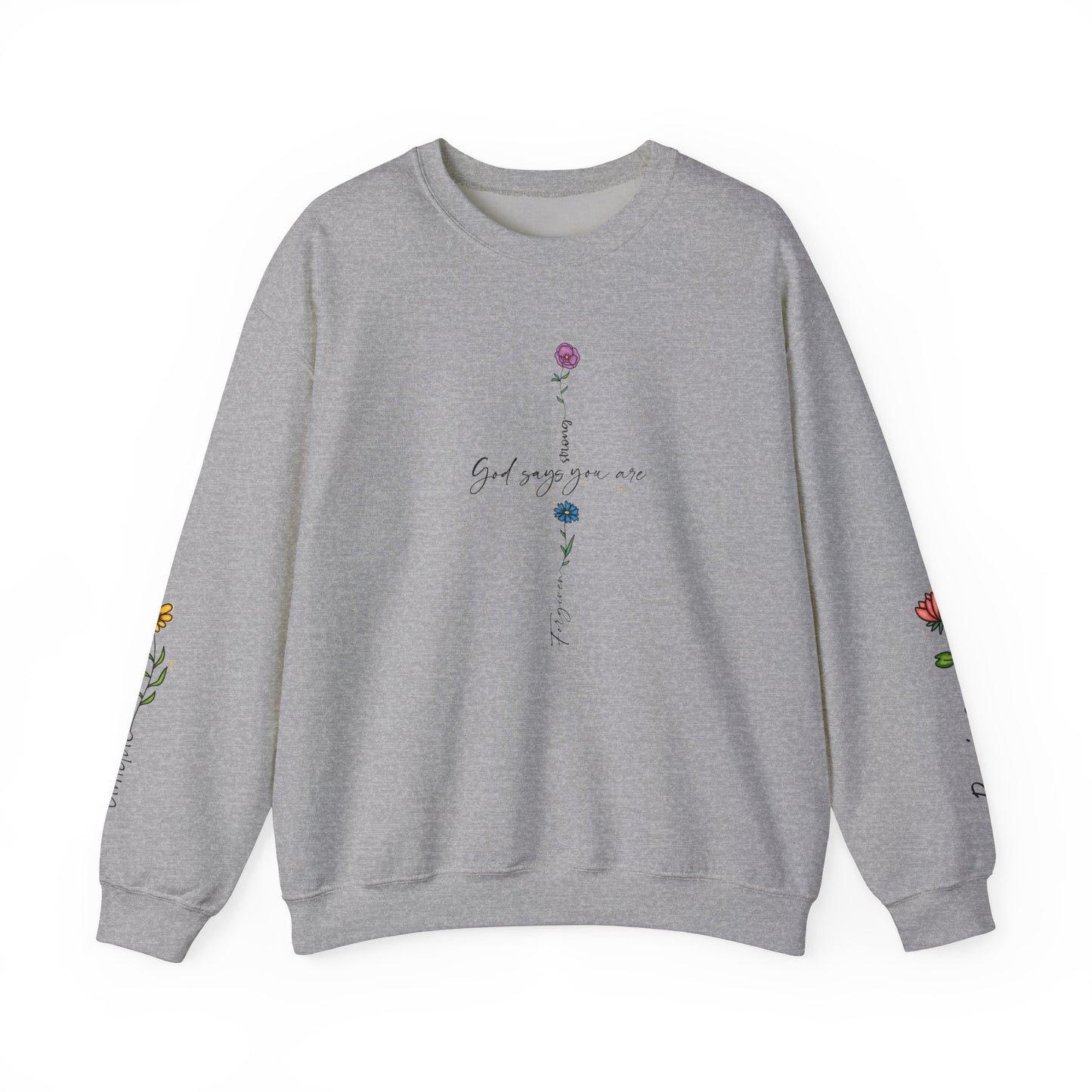 Cross Flowers Unisex Sweatshirt, Religious Lover Gift, Forgiveness Strength Shirt, Flower Buff Apparel, Unique Precious Sweater
