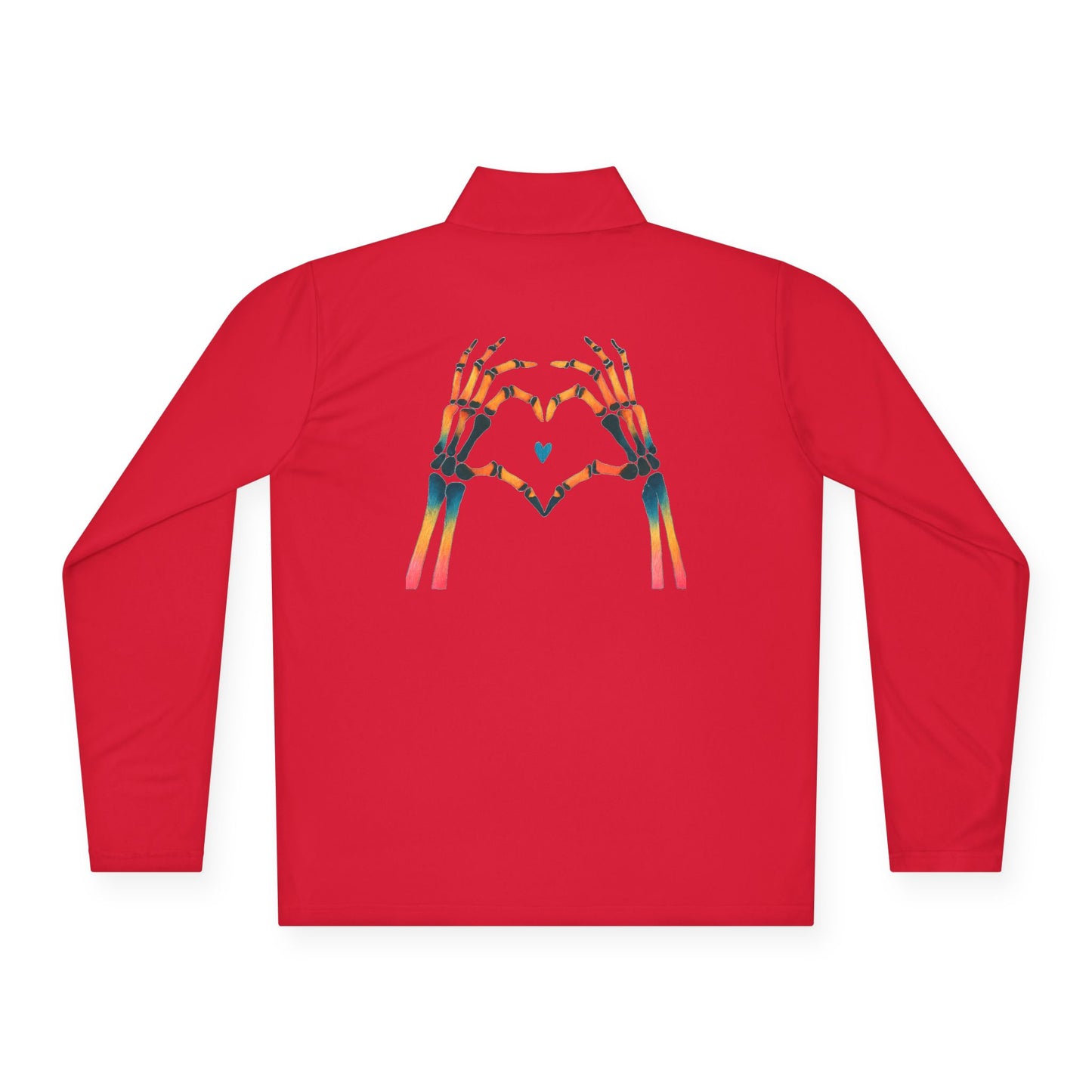 rainbow bones hands making heart shape. Simple Unisex Quarter-Zip Pullover