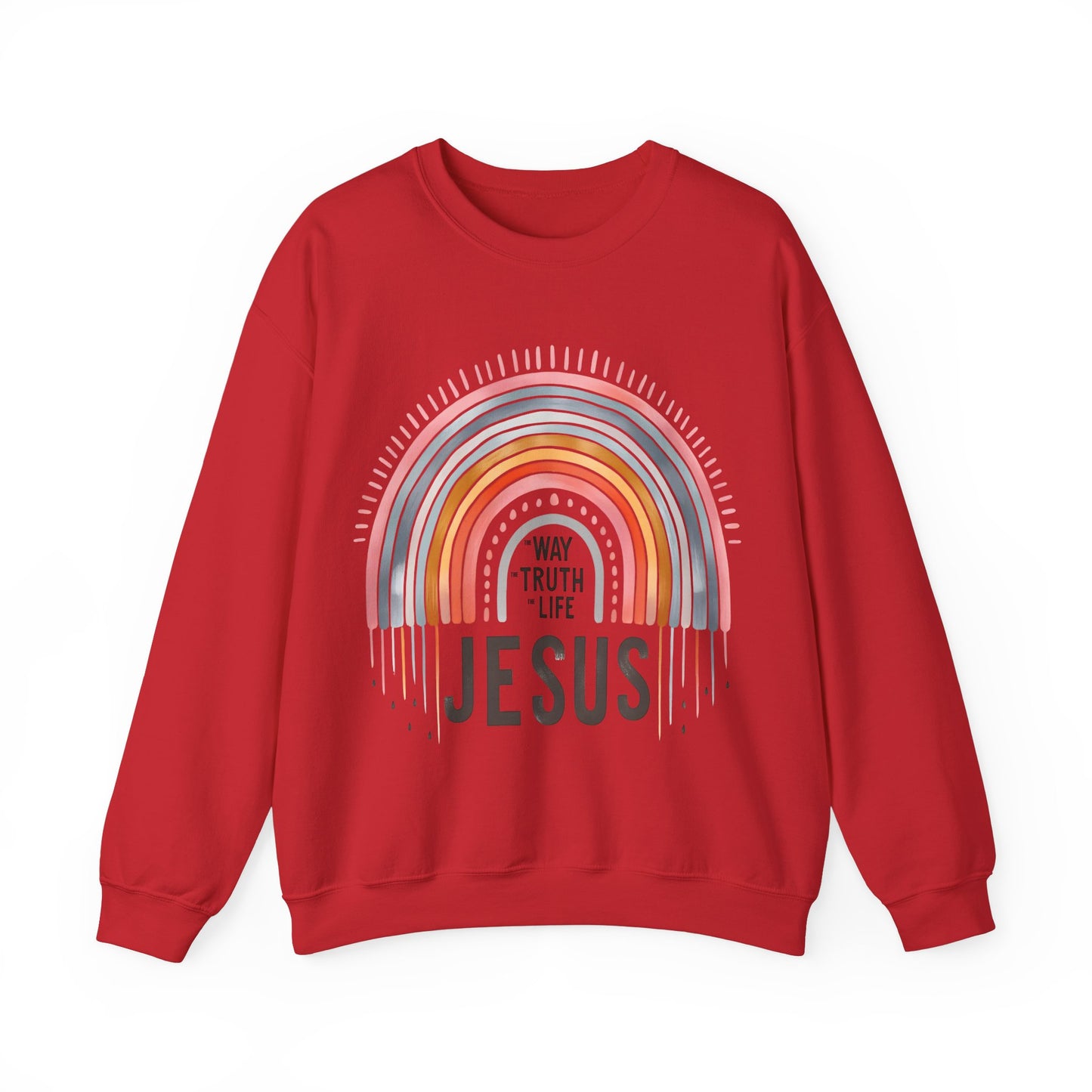 Jesus Rainbow Sweatshirt, Cozy Unisex Crewneck, Christian Apparel, Faith Sweatshirt, Gift for Believers, Inspirational Fashion