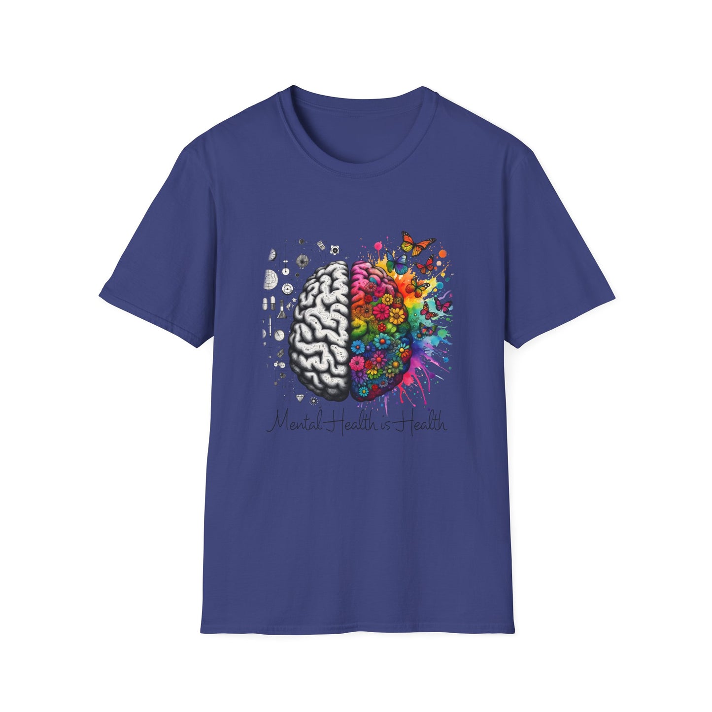 Mental Health is Health T-Shirt, Unisex Softstyle Tee, Positive Vibes, Mental Health Awareness, Gift for Friends, Self-Care Apparel,