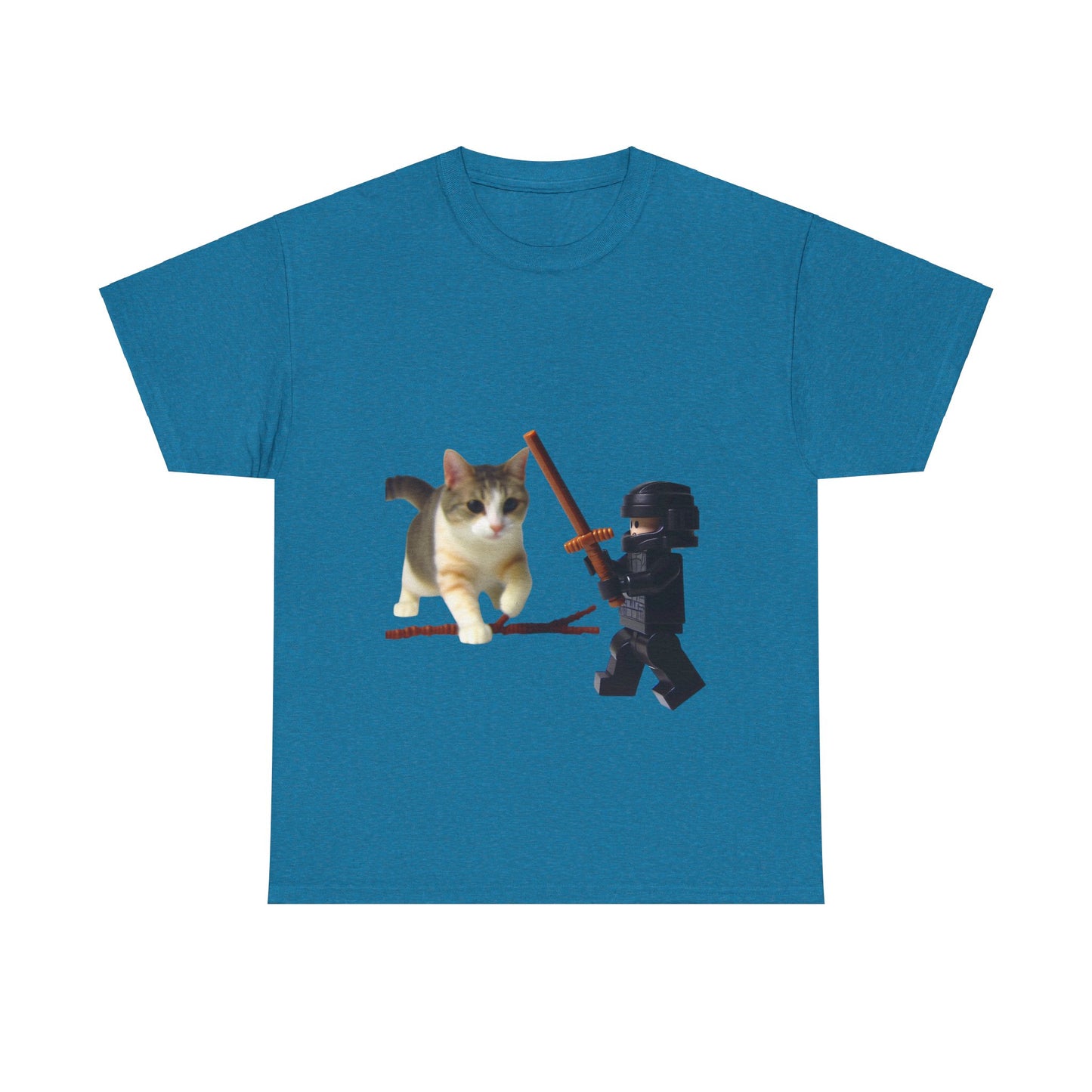 Lego Darth Vader Unisex Tee - Darth Vader Sword Fighting with Cat Design