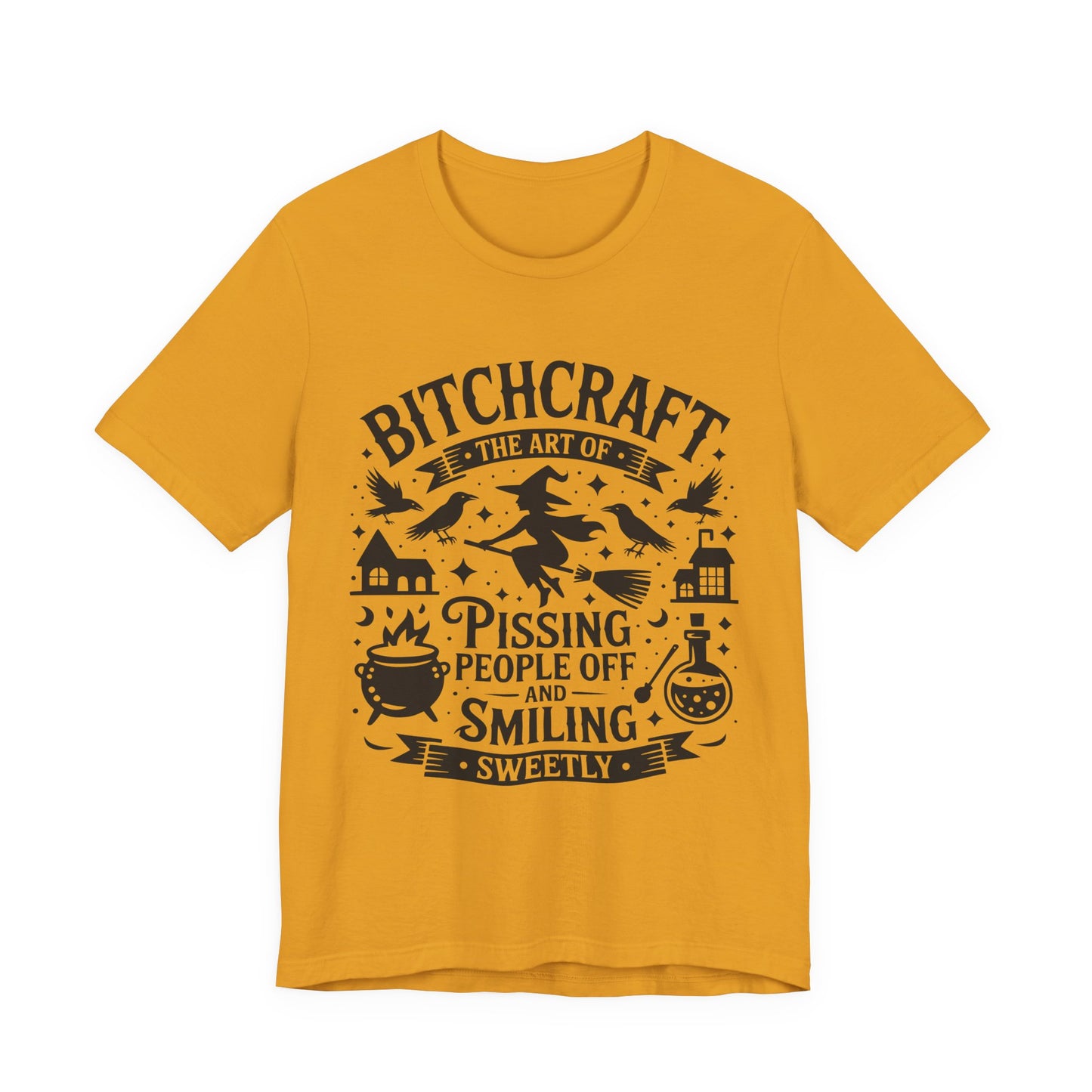 Witty Witchcraft Tee, Bitchcraft T-Shirt for Witches, Funny Short Sleeve Top, Gift for Halloween, Witchy Fashion