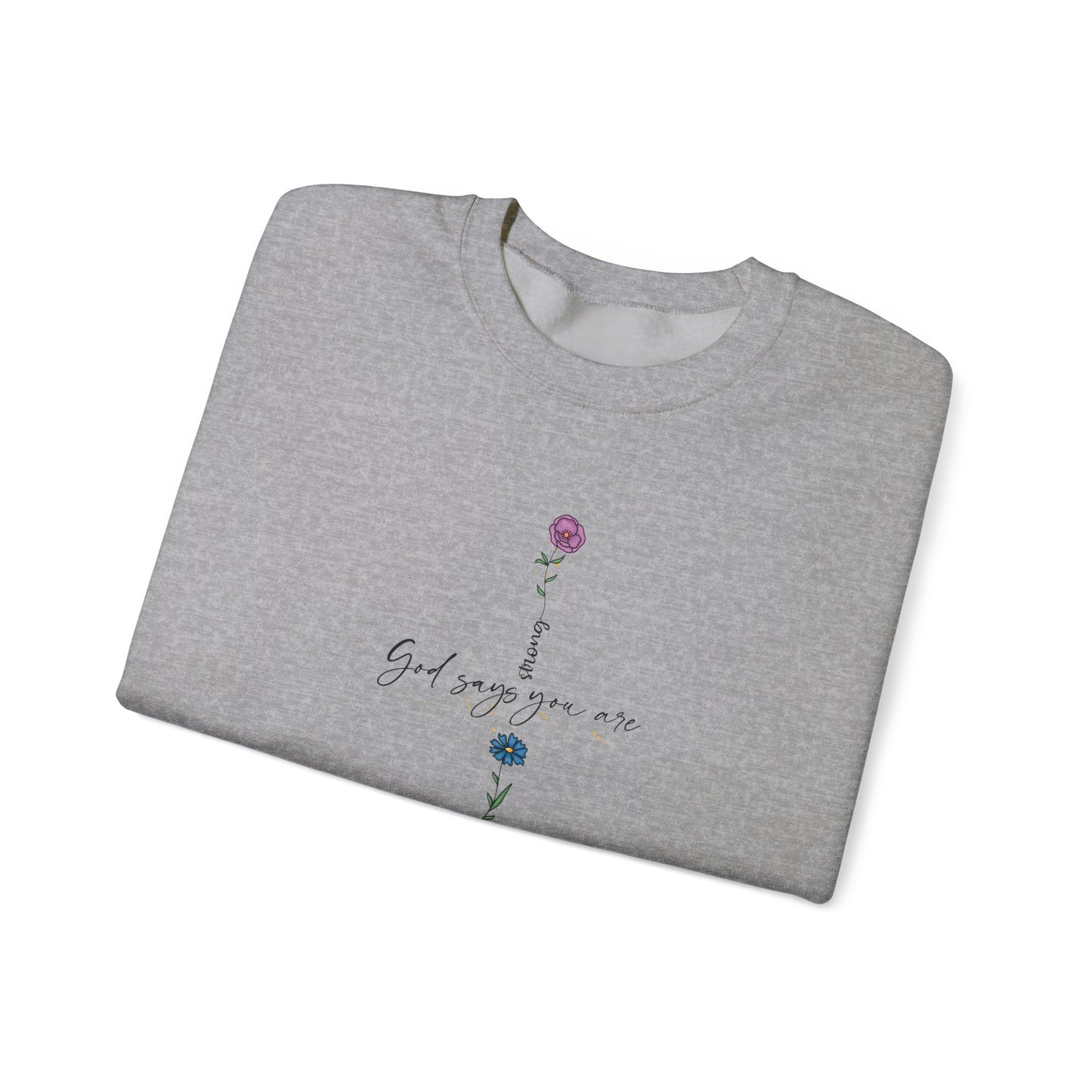 Cross Flowers Unisex Sweatshirt, Religious Lover Gift, Forgiveness Strength Shirt, Flower Buff Apparel, Unique Precious Sweater