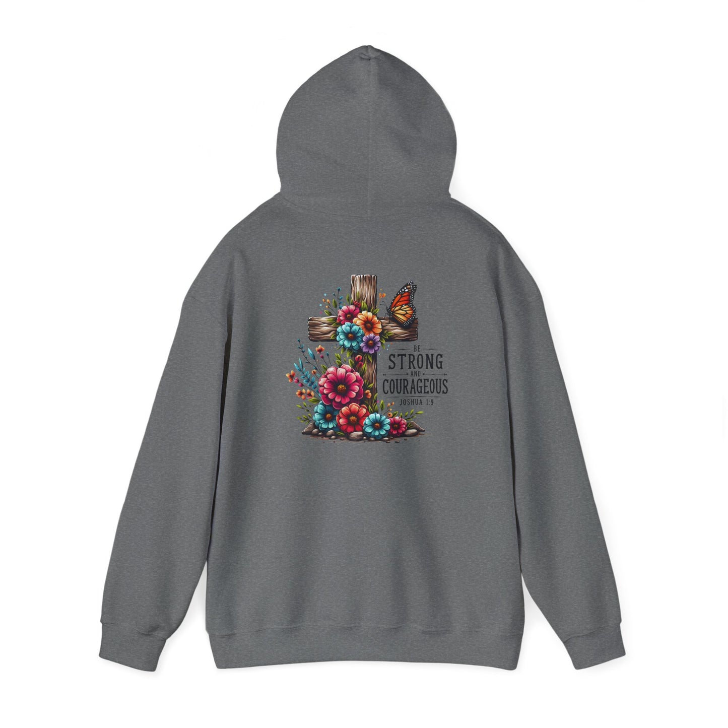 Christian Hooded Sweatshirt 'Strong and Courageous Proverbs'