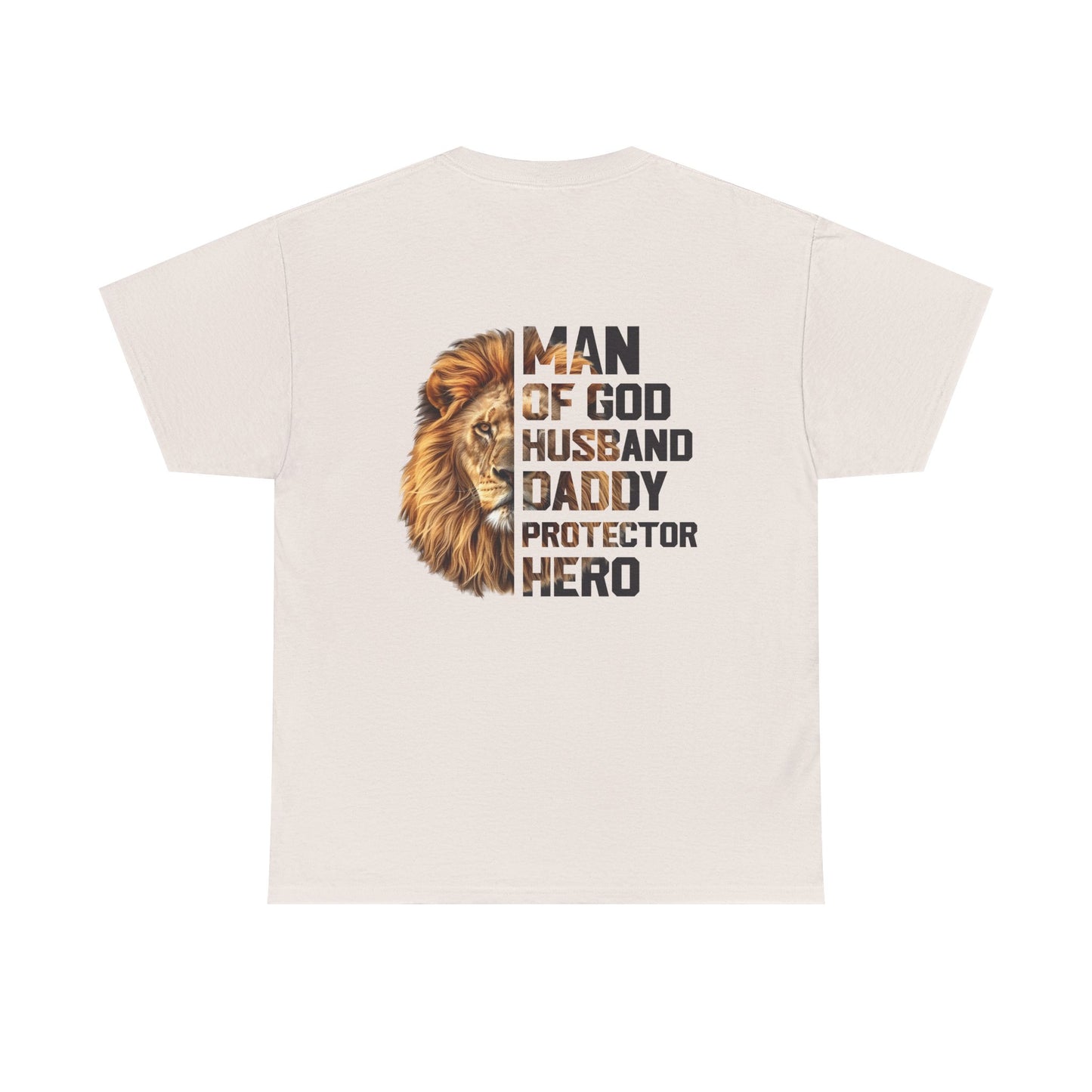 Lion Faith Husband Tee, Protector Shirt, Unisex Christian Tshirt, Daddy Tee, Man of God Top, Religious Gift, Lion Print Shirt, Faith Words