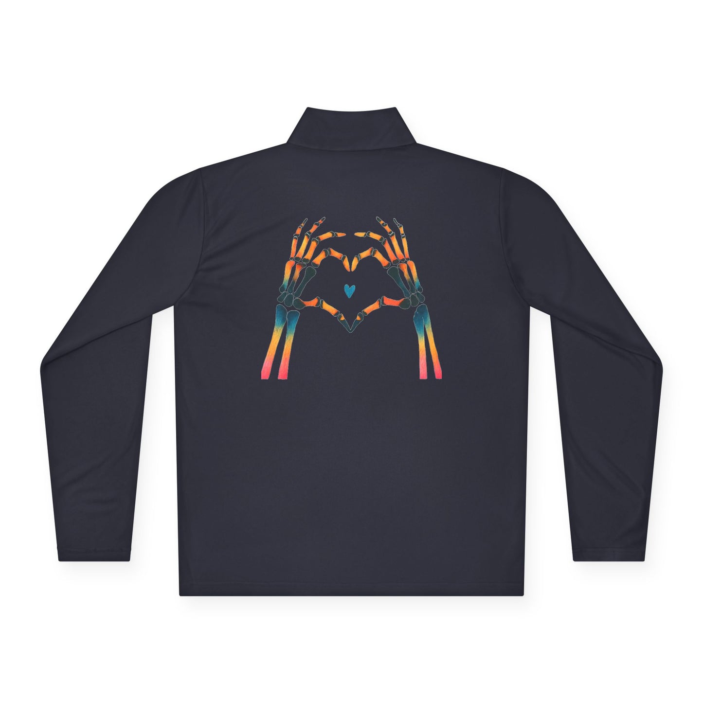 rainbow bones hands making heart shape. Simple Unisex Quarter-Zip Pullover