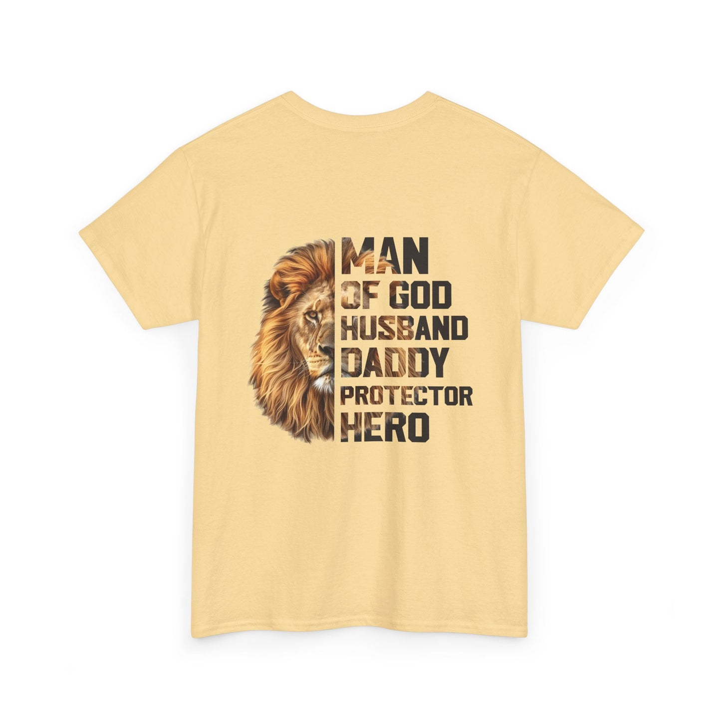 Lion Faith Husband Tee, Protector Shirt, Unisex Christian Tshirt, Daddy Tee, Man of God Top, Religious Gift, Lion Print Shirt, Faith Words