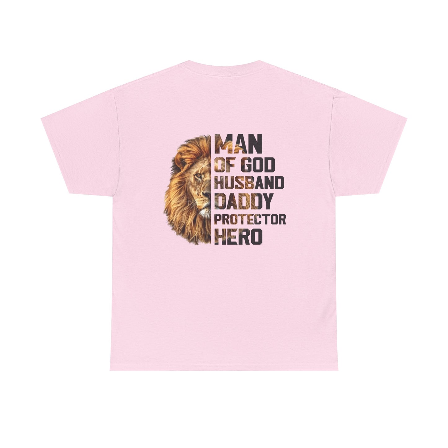 Lion Faith Husband Tee, Protector Shirt, Unisex Christian Tshirt, Daddy Tee, Man of God Top, Religious Gift, Lion Print Shirt, Faith Words