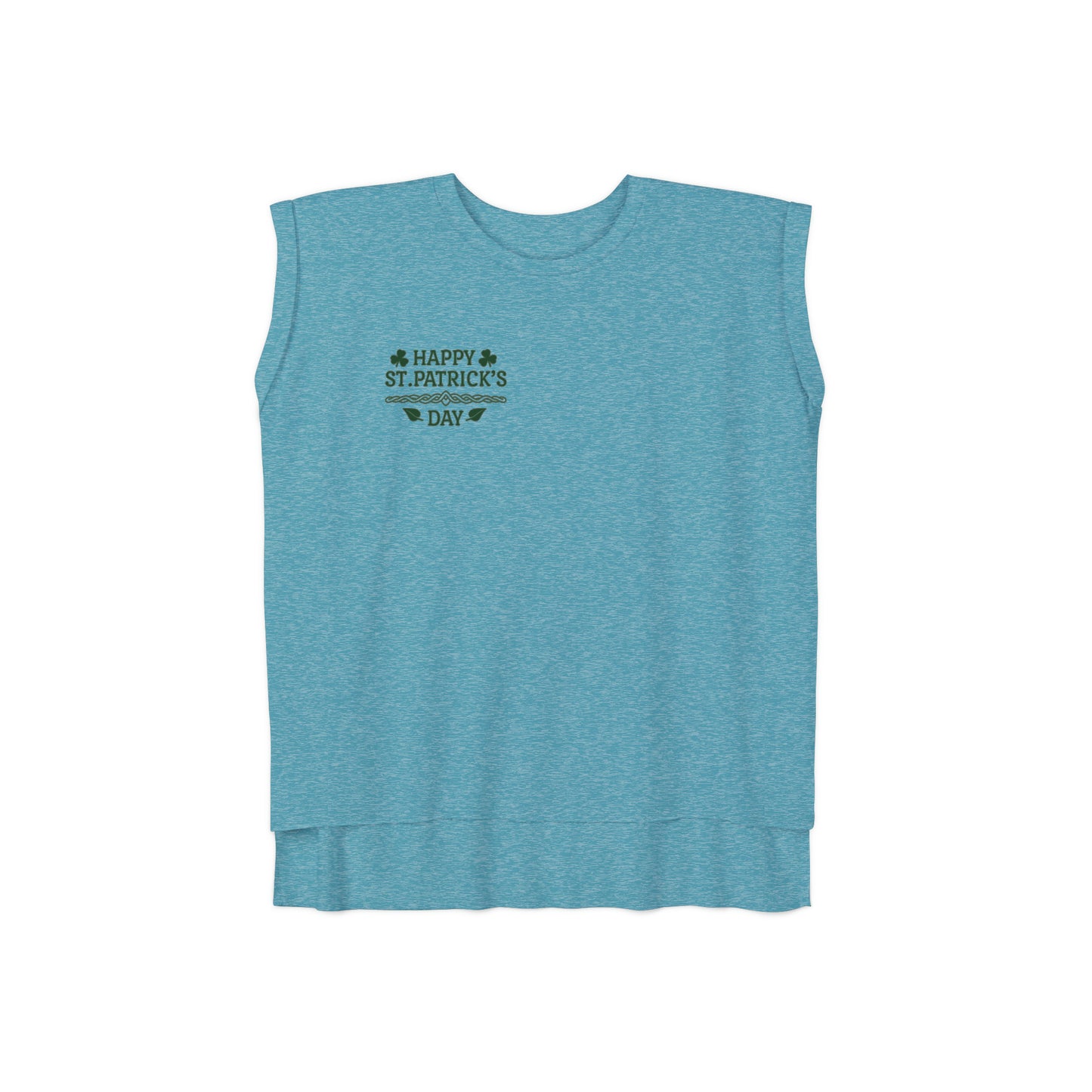 Camiseta musculosa con puños enrollados fluidos para mujer del Día de San Patricio