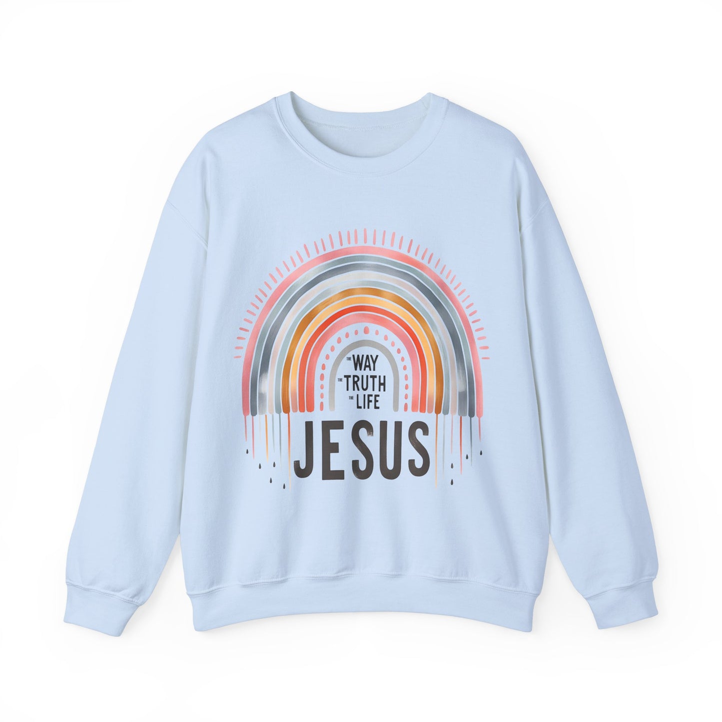 Jesus Rainbow Sweatshirt, Cozy Unisex Crewneck, Christian Apparel, Faith Sweatshirt, Gift for Believers, Inspirational Fashion