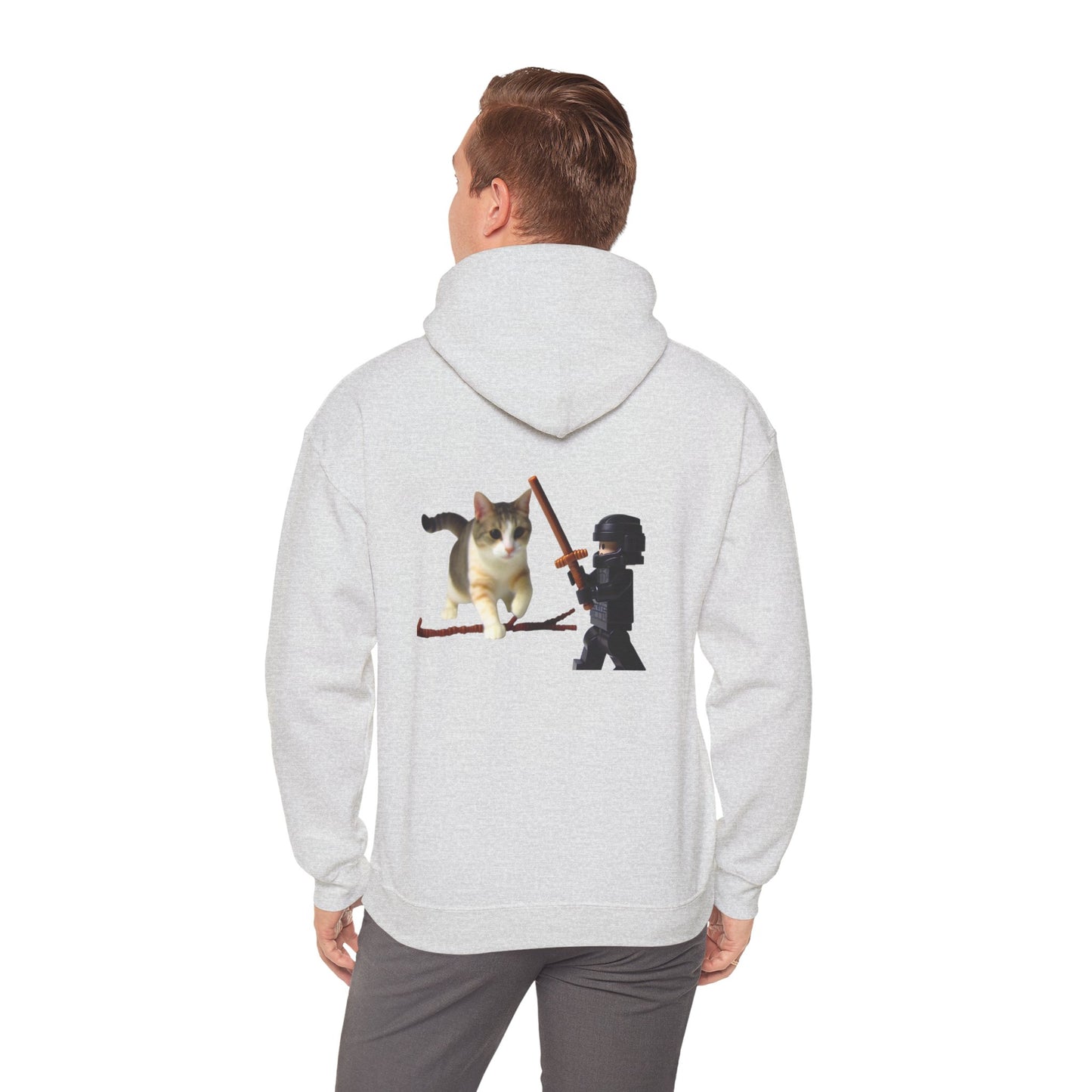 Hooded Sweatshirt - Lego Darth Vader Sword Fighting Giant Cat Design