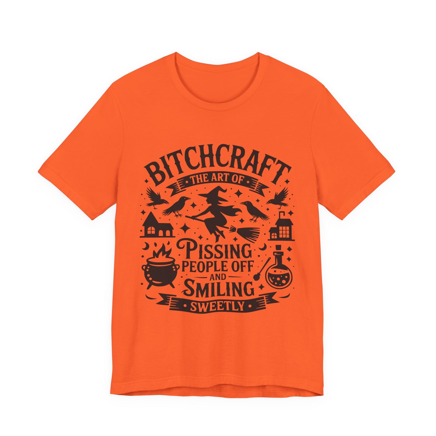 Witty Witchcraft Tee, Bitchcraft T-Shirt for Witches, Funny Short Sleeve Top, Gift for Halloween, Witchy Fashion