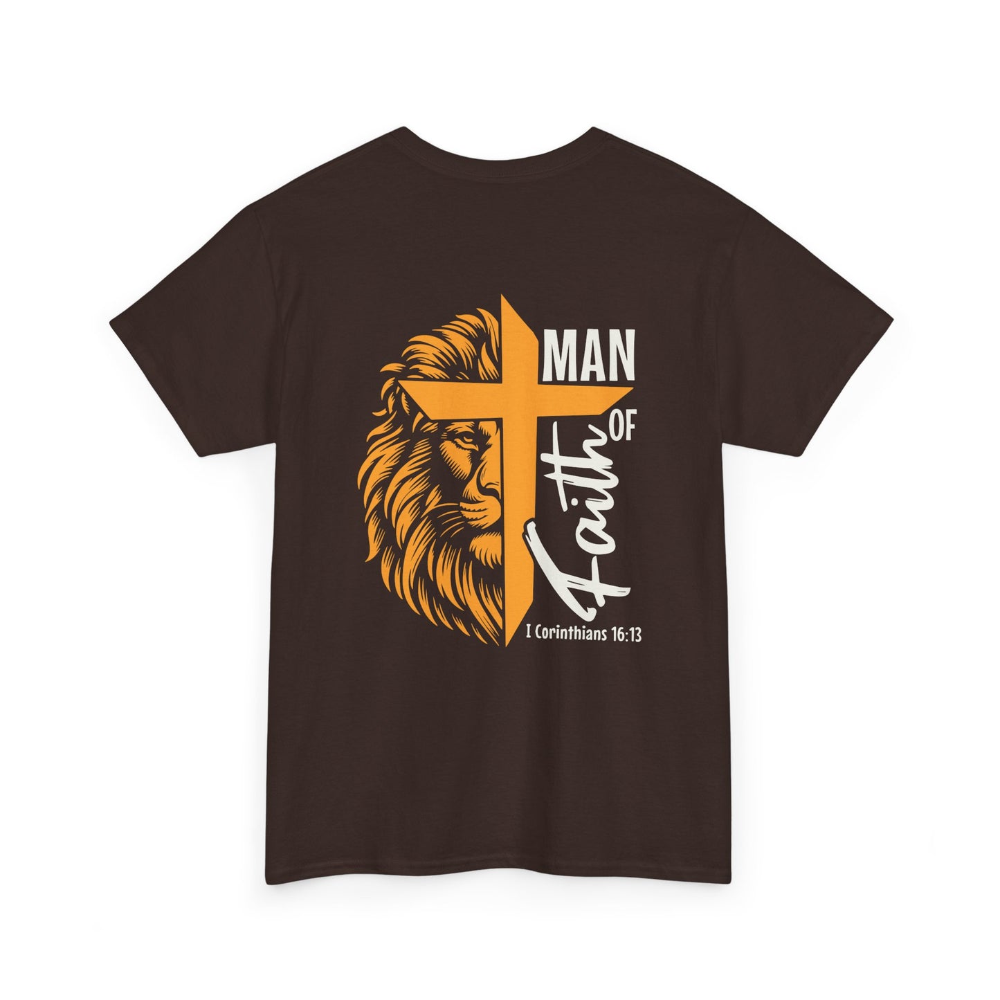 Faith-Inspired Unisex Heavy Cotton Tee, Christian Apparel, Lion and Cross Design, Gift for Him, Spiritual Wear, Everyday Comfort, Casual