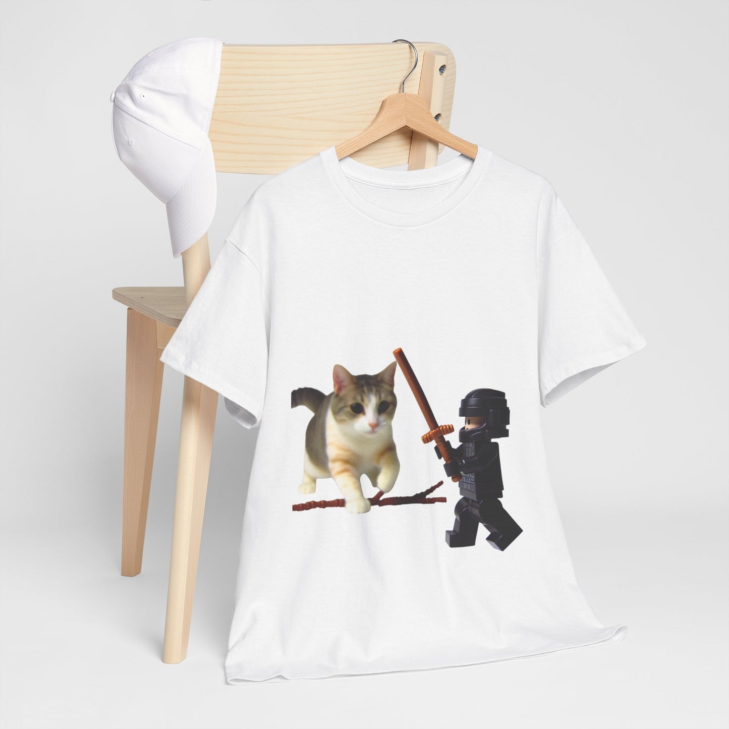 Lego Darth Vader Unisex Tee - Darth Vader Sword Fighting with Cat Design